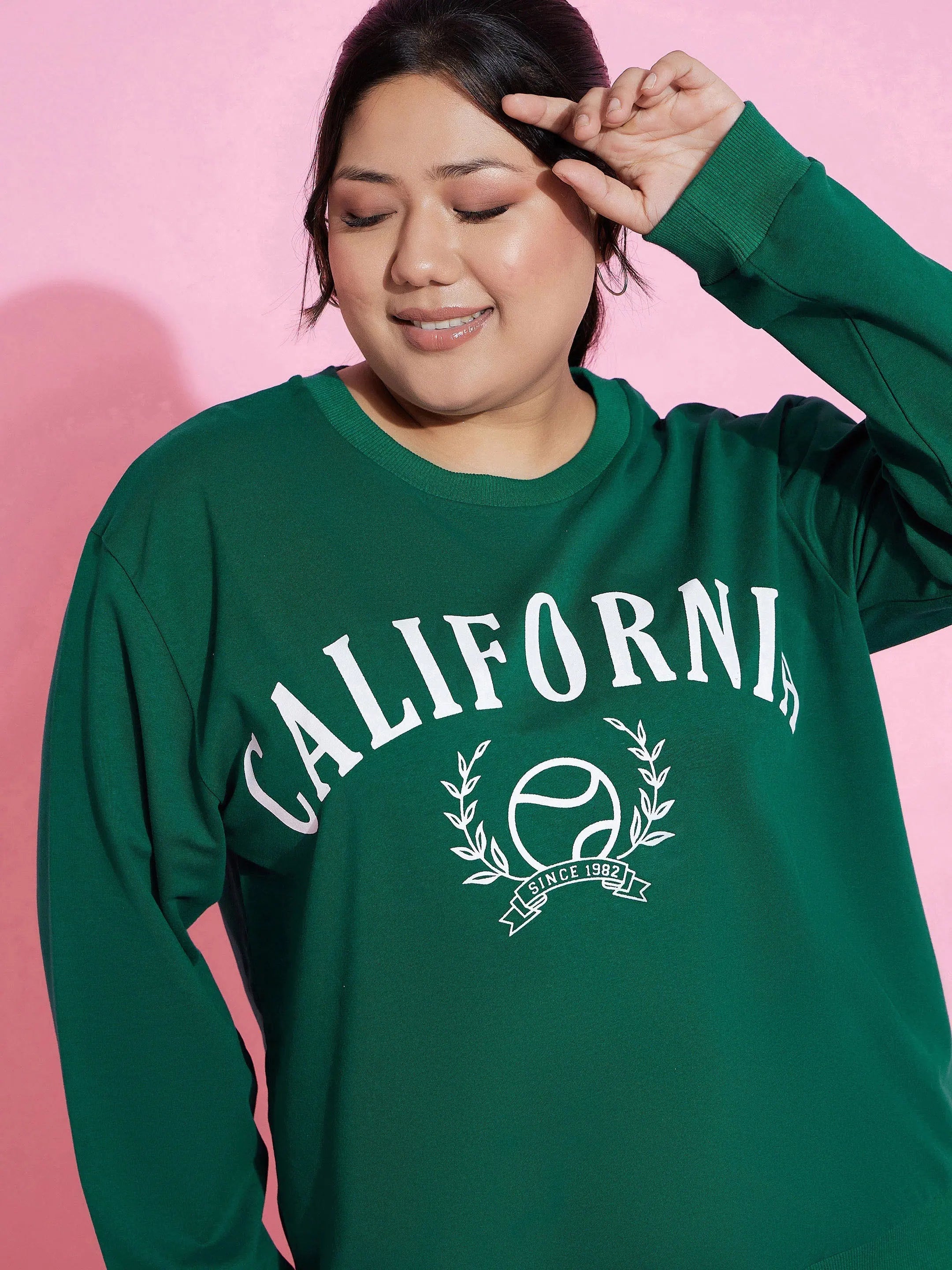 Green California Sweatshirt & Track Pants - Ethnic Lehenga Set