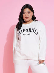 Women White Calfornia Terry Sweatshirt With Track Pants