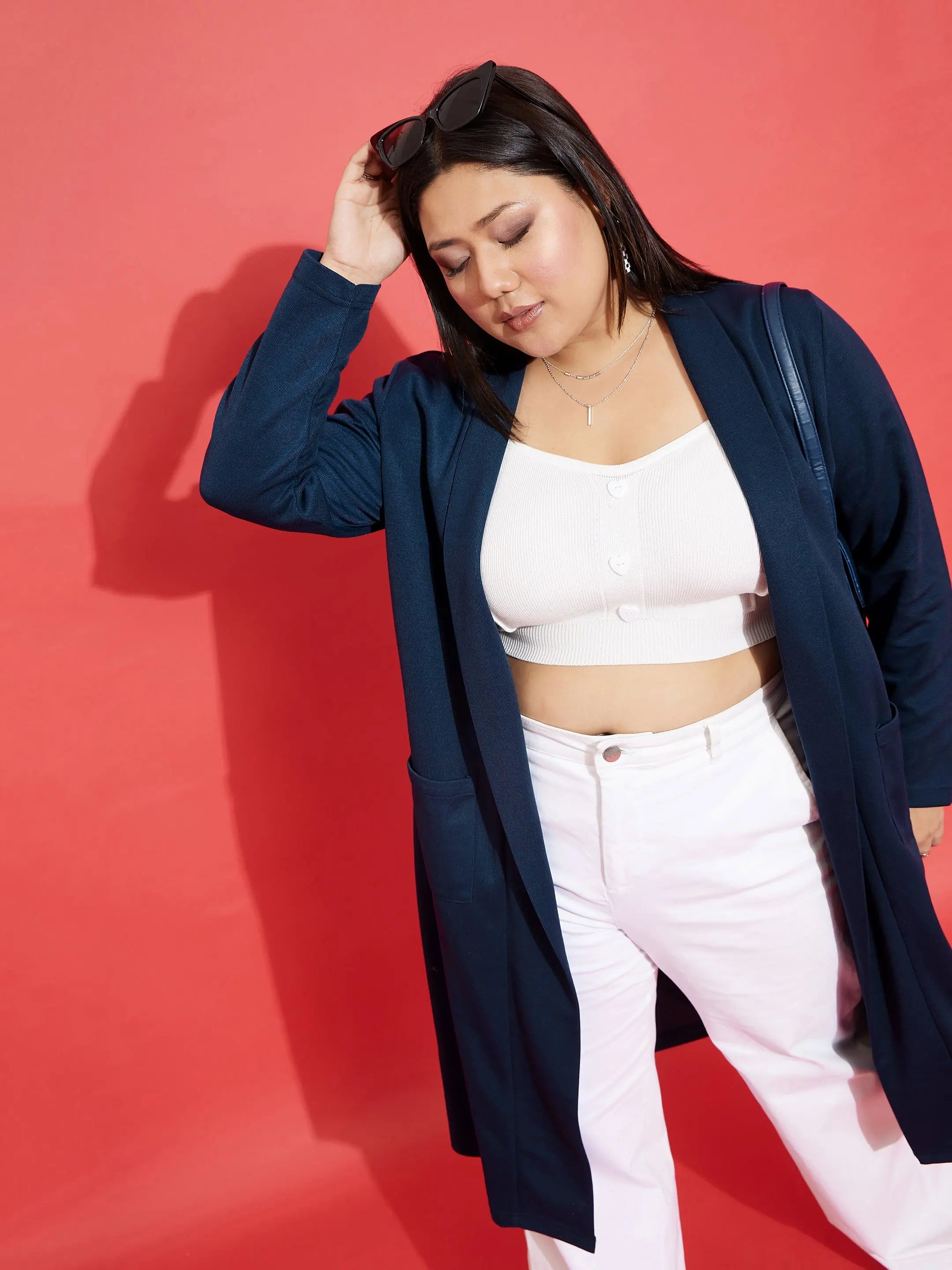 Navy Ribbed Shrug - Women's Blouses & Front Open Tops