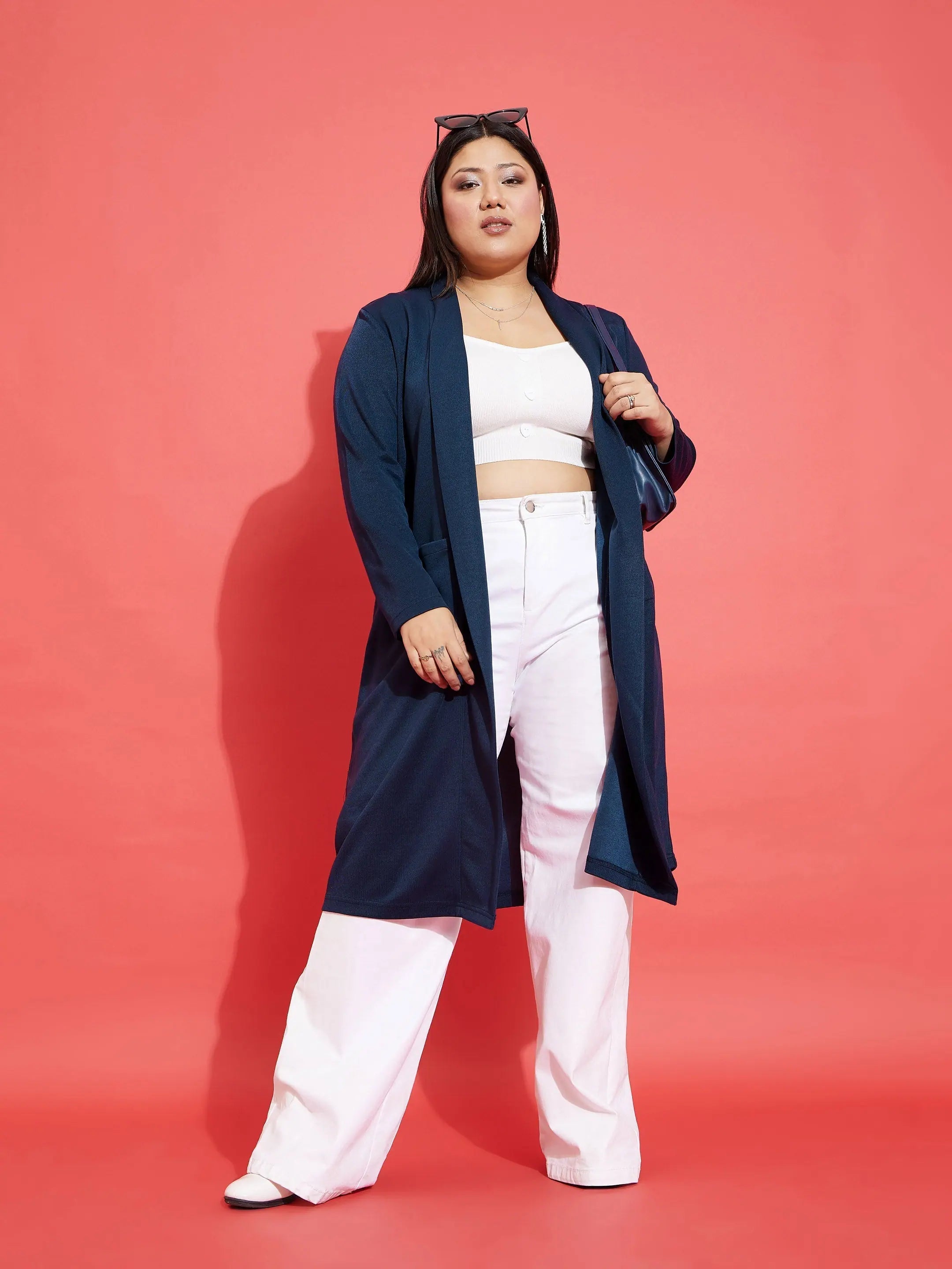 Navy Ribbed Shrug - Women's Blouses & Front Open Tops