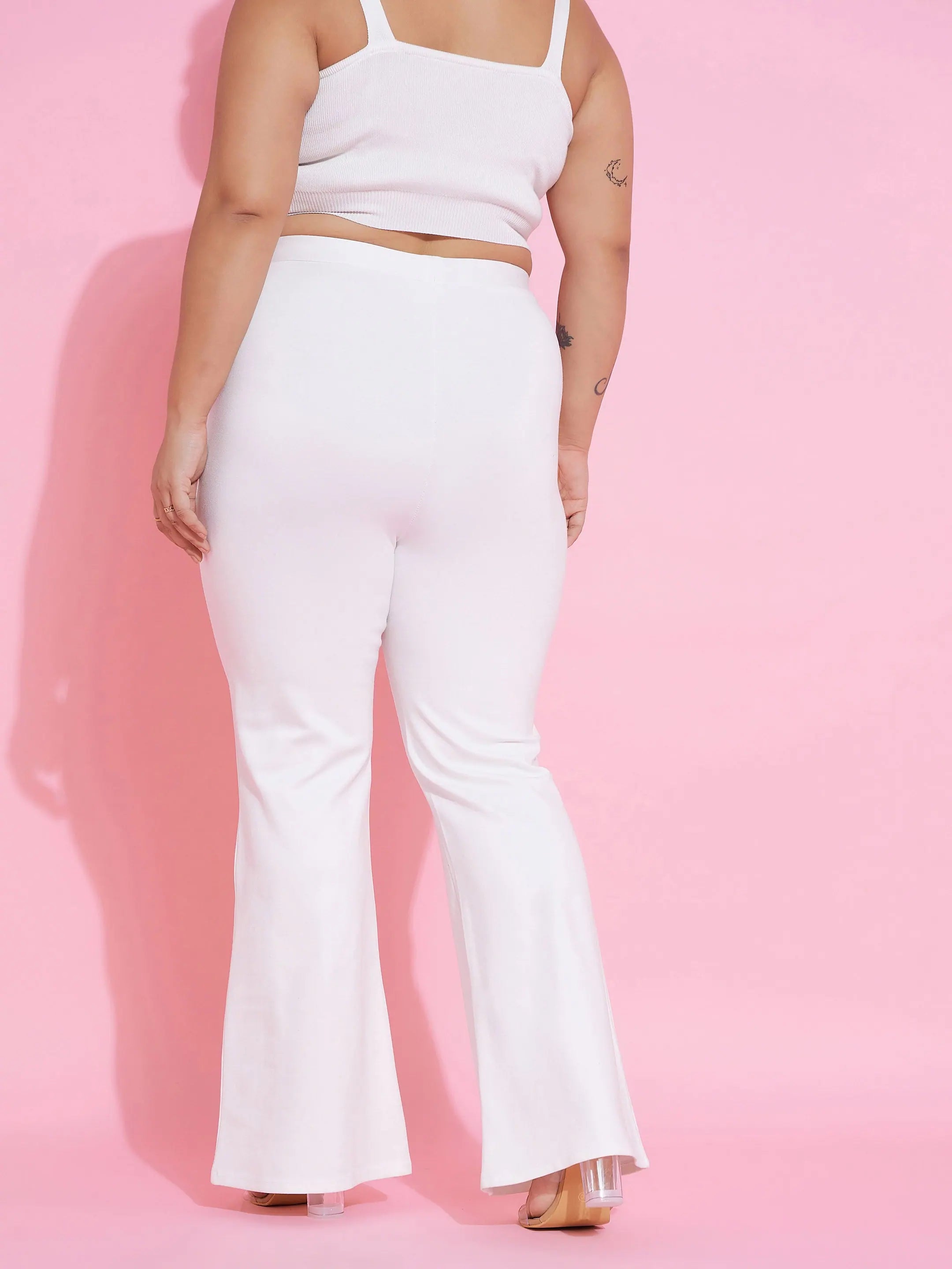 White Bell Bottom Trousers - Women's Western Outfits Online