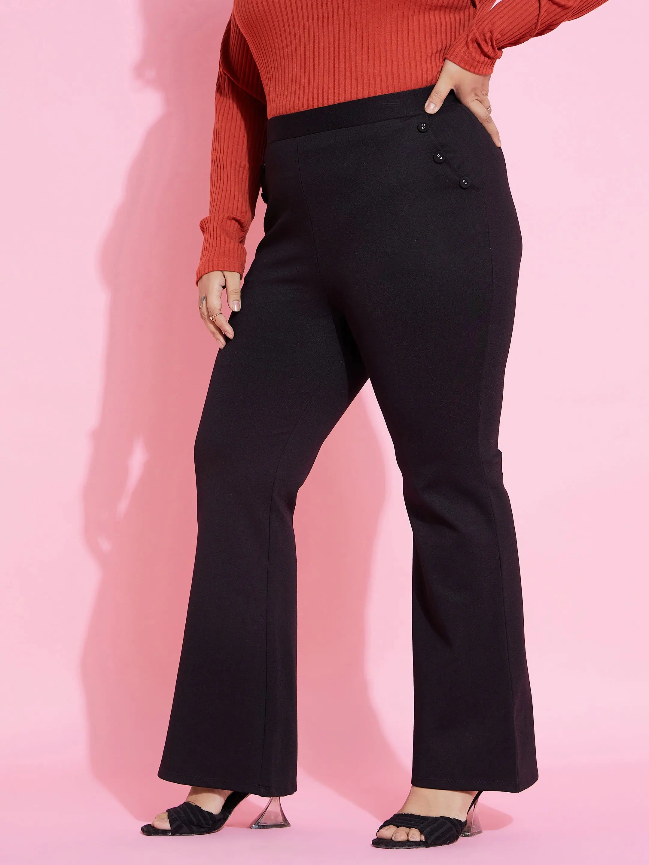 Black Bell Bottom Trousers - Women's Western Wear | Shop Now