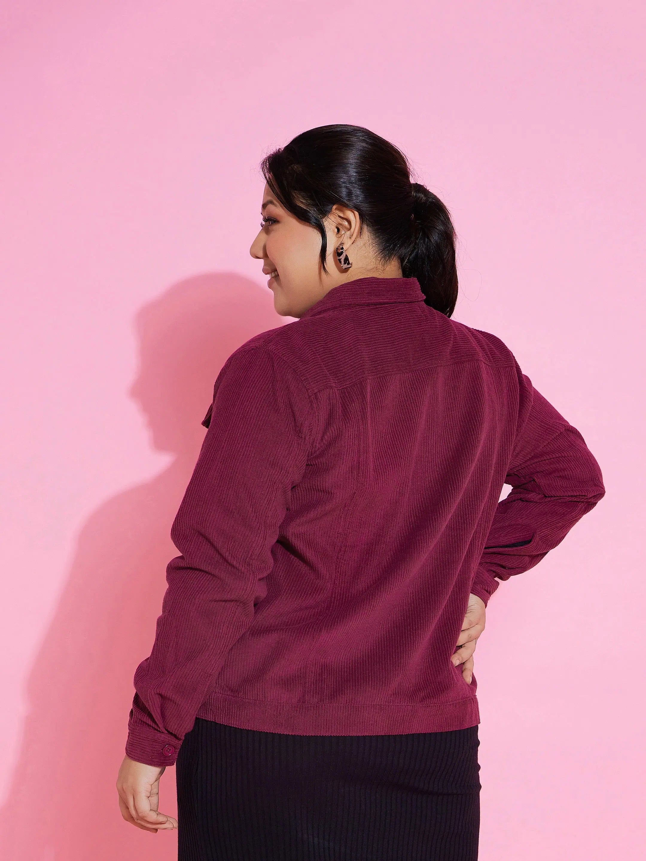 Burgundy Corduroy Jacket - Women's Fashion Jackets & Coats