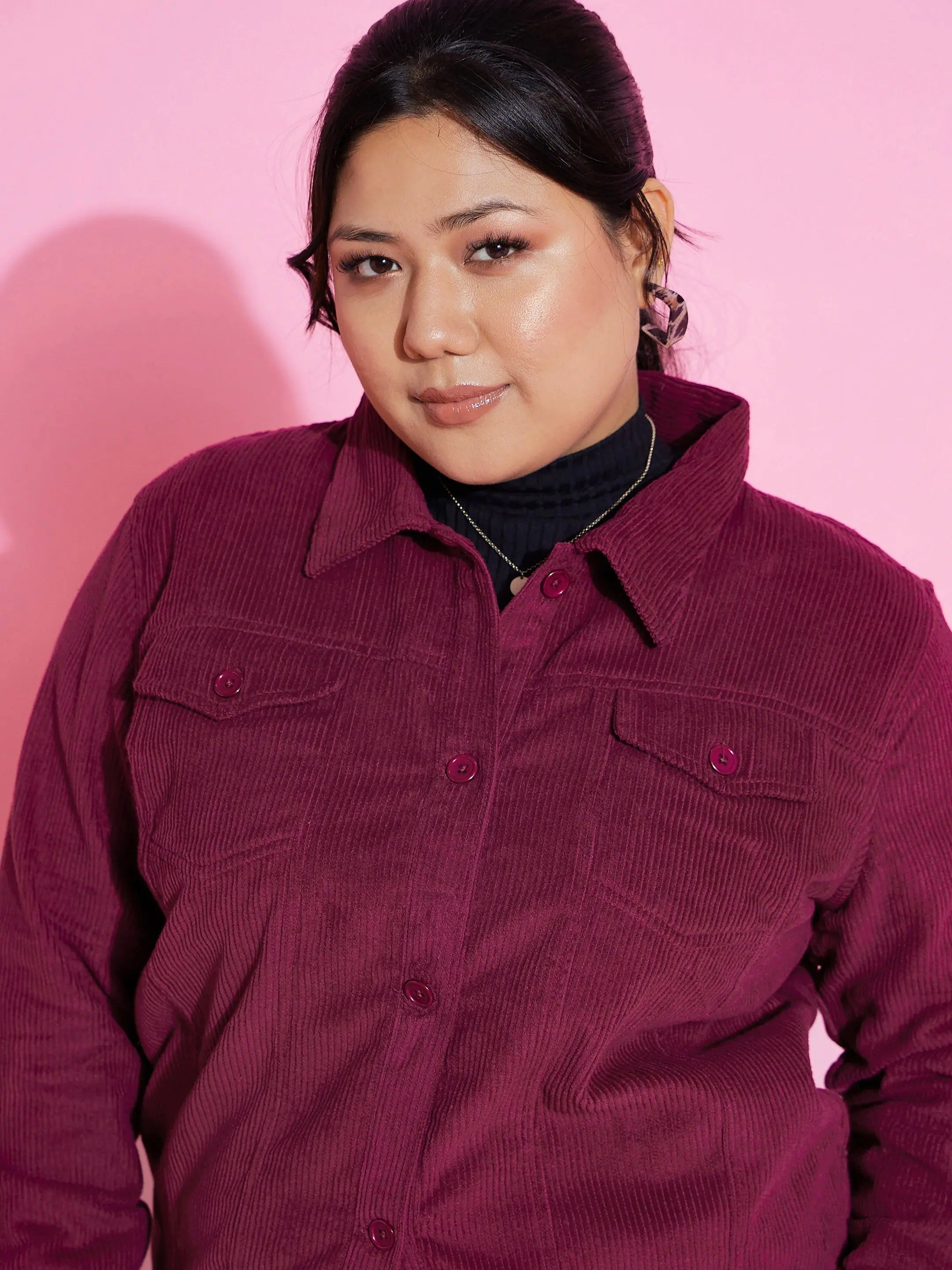 Burgundy Corduroy Jacket - Women's Fashion Jackets & Coats
