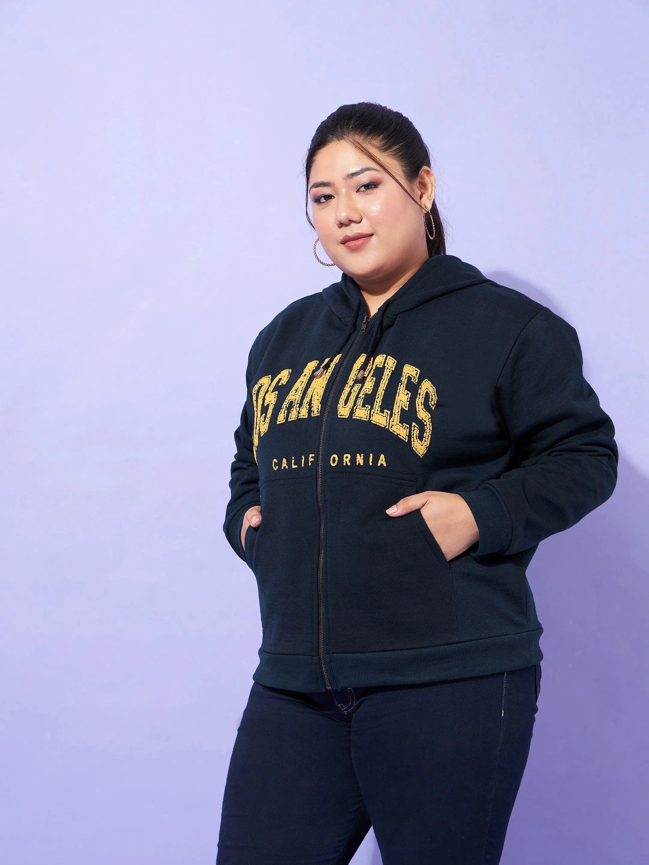 Blue Printed Fleece Jacket - Women's Trendy Jackets & Outerwear