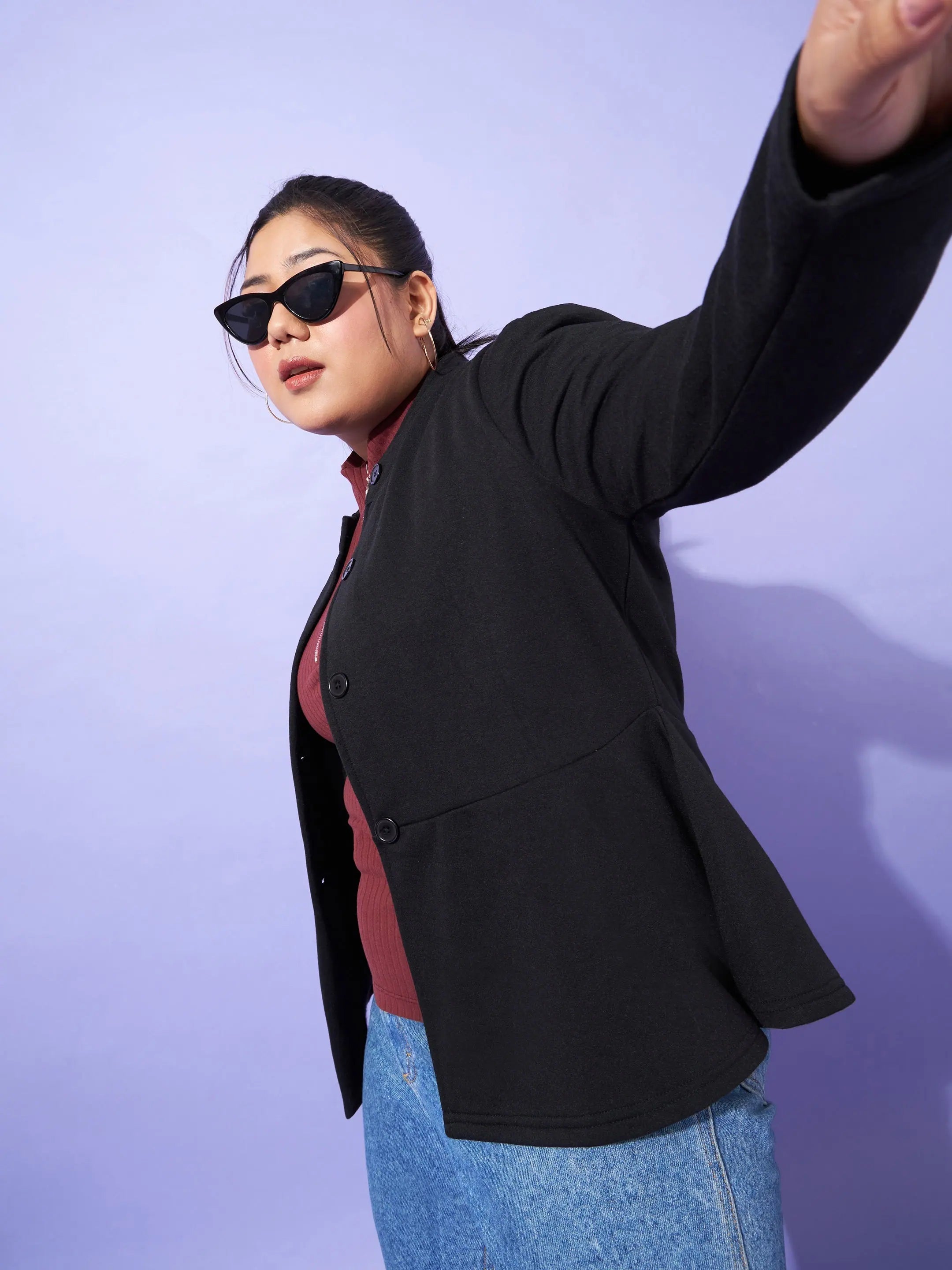 Black Fleece Peplum Jacket - Women's Fashion Outerwear