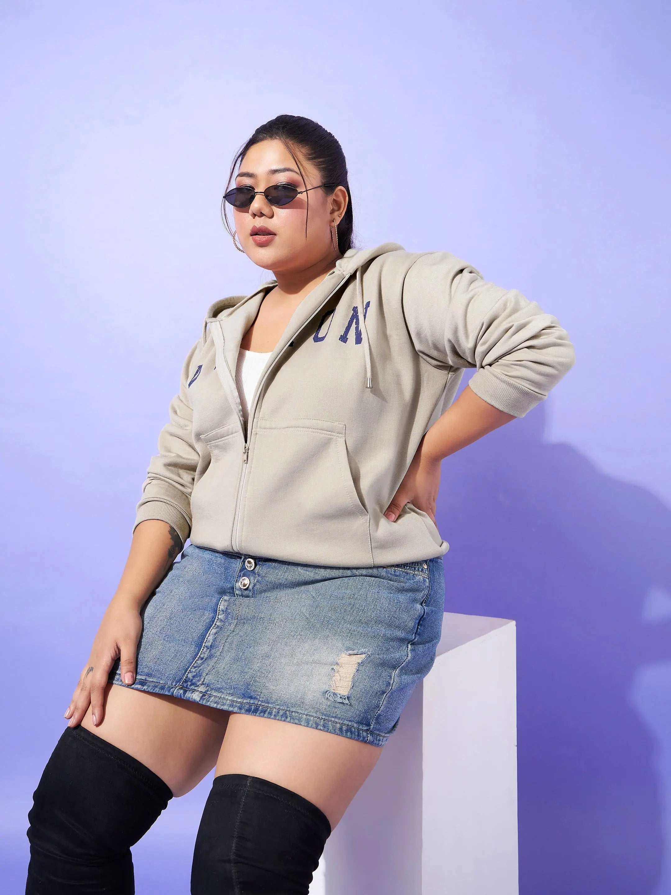 Grey Printed Women's Jacket - Trendy Fashion Outerwear