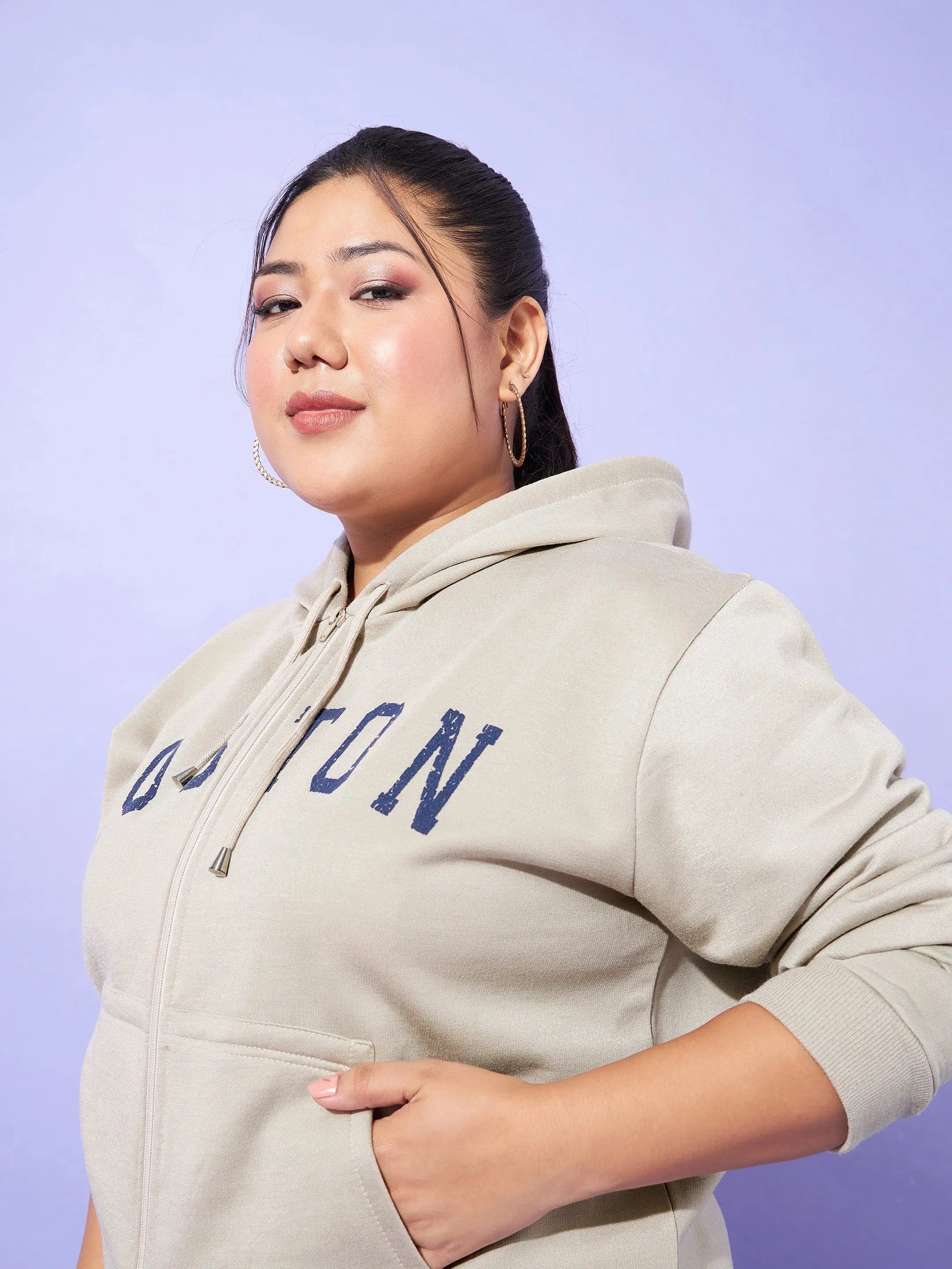 Grey Printed Women's Jacket - Trendy Fashion Outerwear