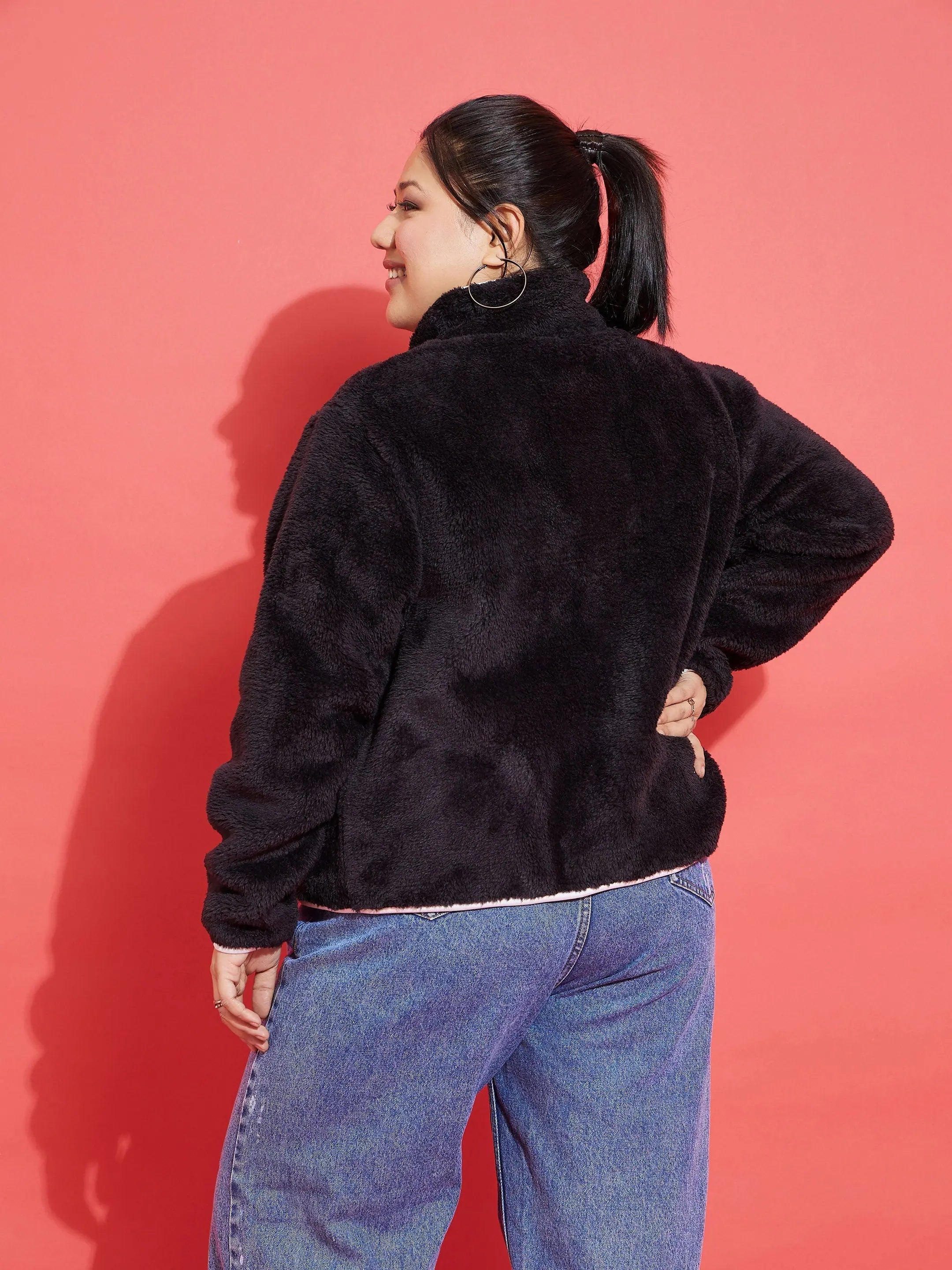 Black Fur Women's Jacket | Stylish Women's Winter Coats