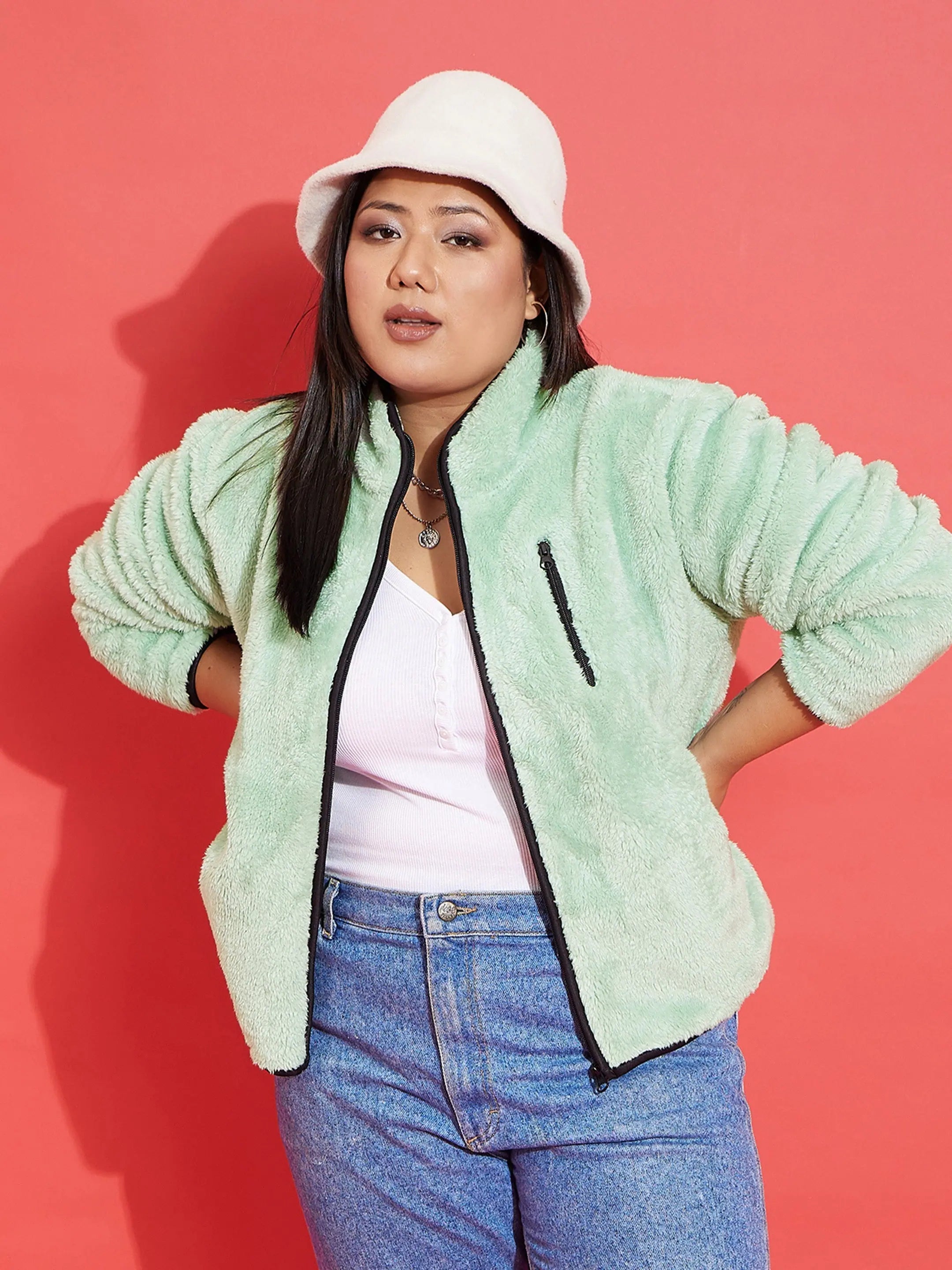 Green Fur Women's Jacket | Trendy Women's Winter Outerwear