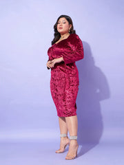 Women Red Velvet Sweatheart Neck A Line Dress