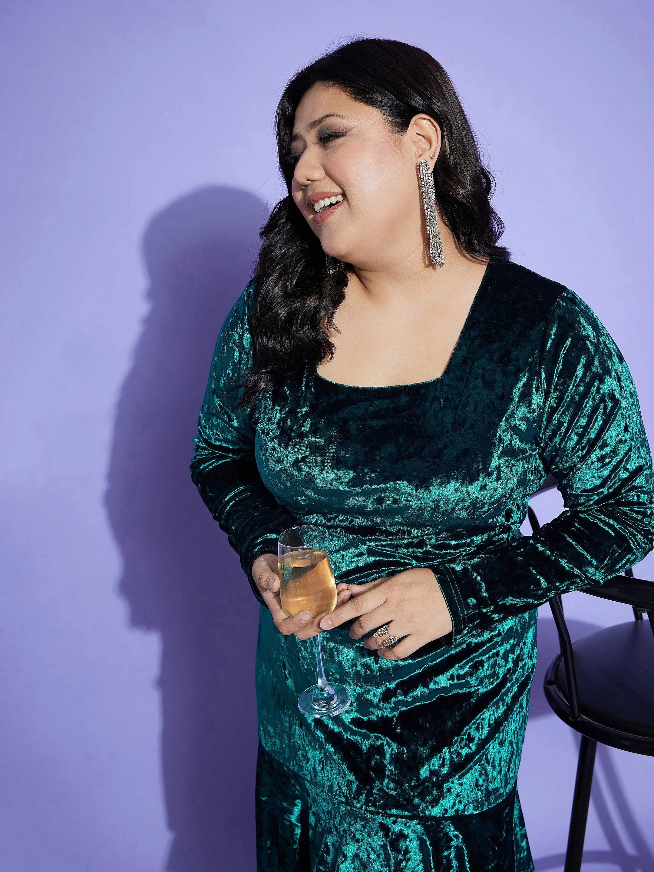 Emerald Velvet Frill Hem Short Dress | Western Outfits