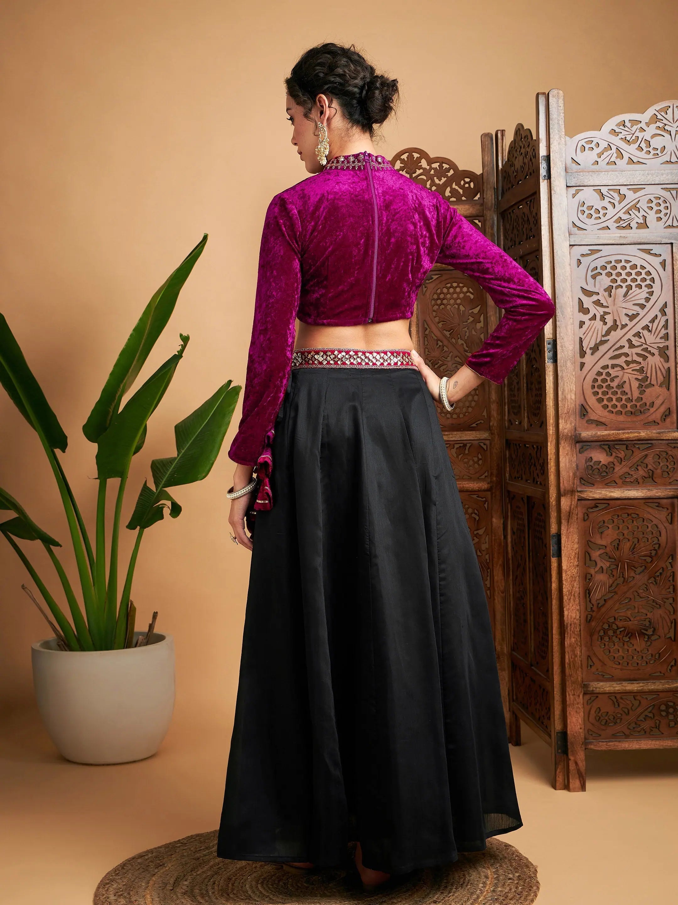 Black & Fuchsia Lehenga Choli Set | Designer Party Wear Lehenga
