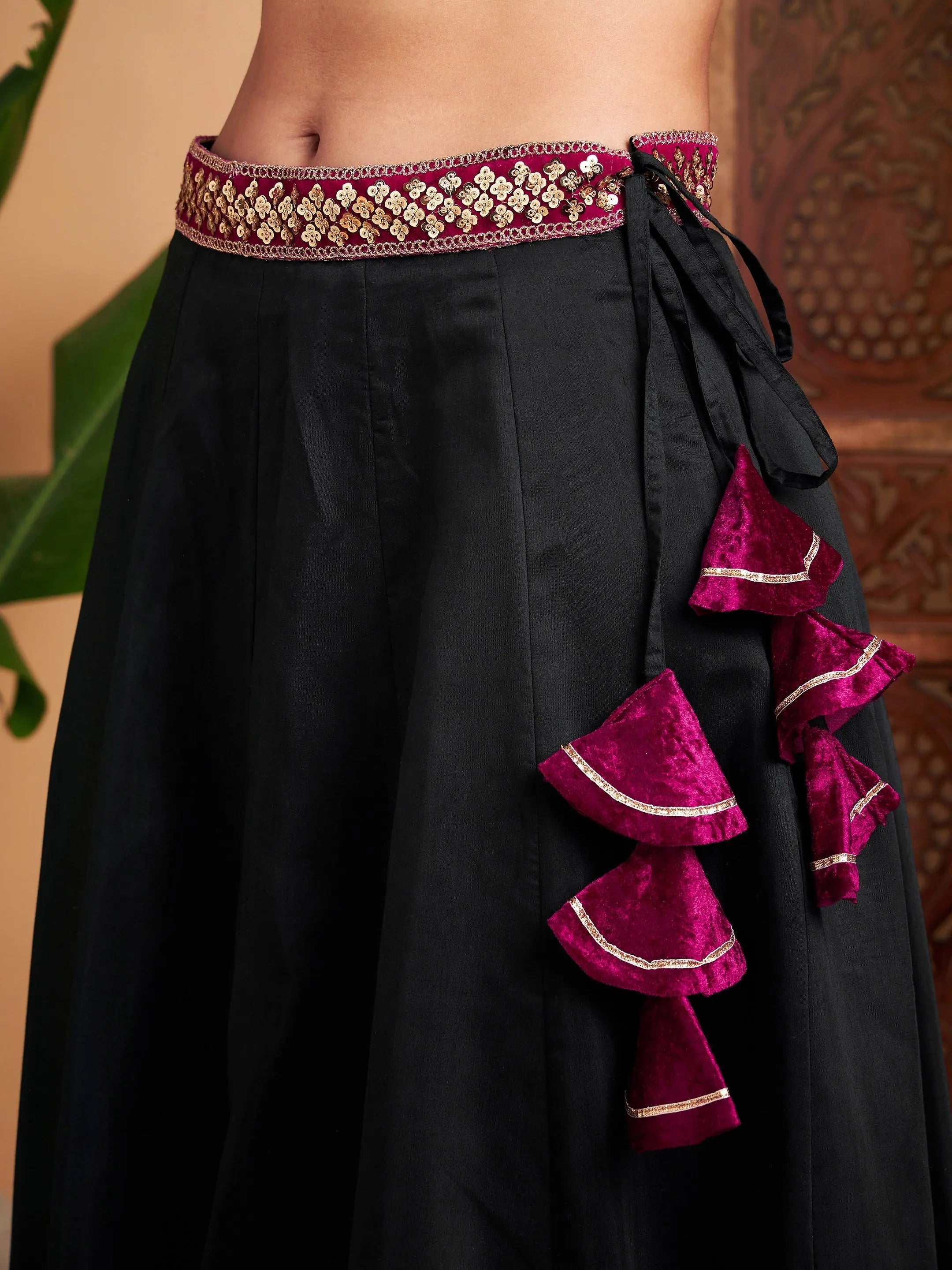 Black & Fuchsia Lehenga Choli Set | Designer Party Wear Lehenga