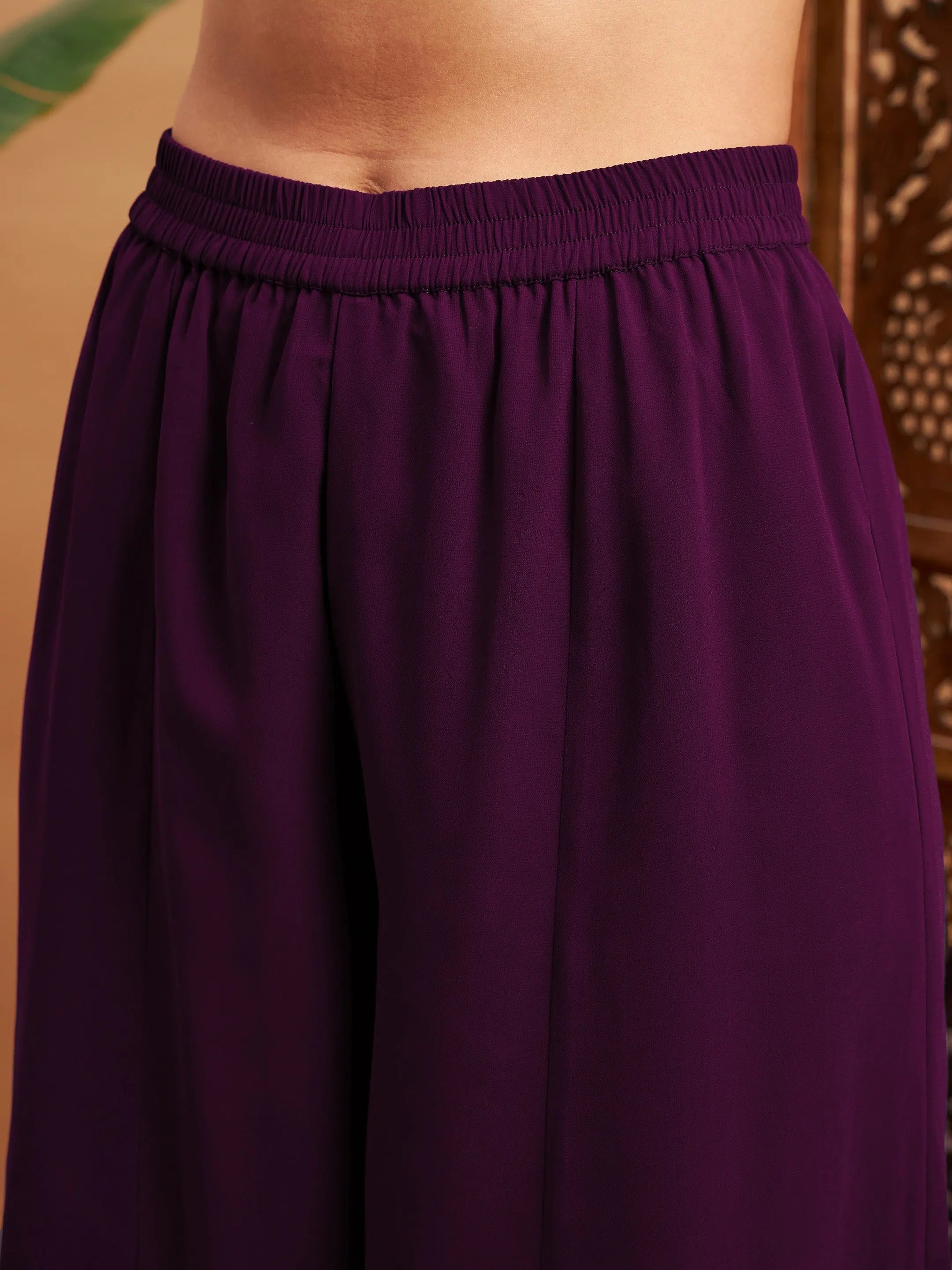 Burgundy Mukaish Top & Sharara Pants | Women's Western Wear