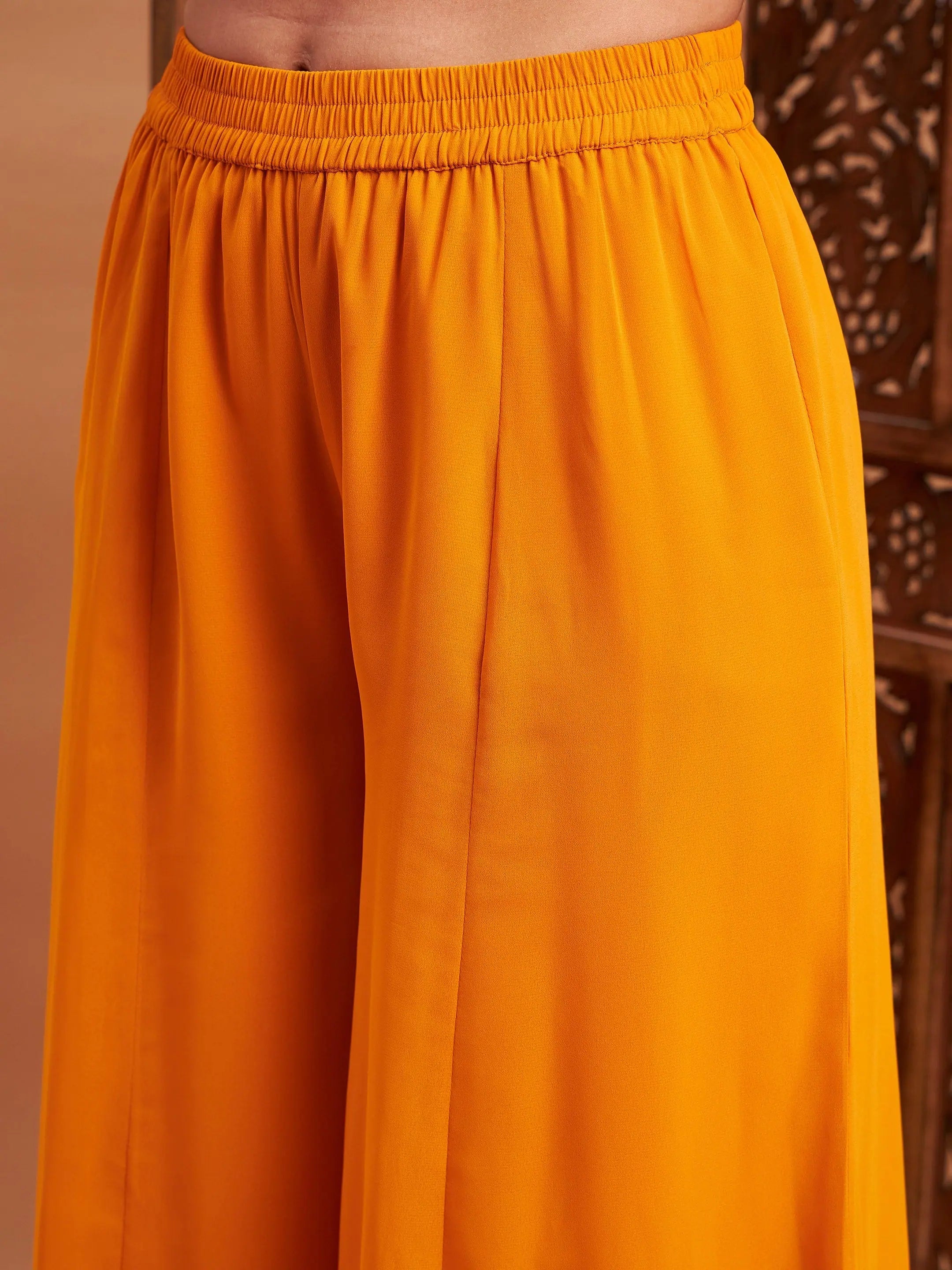 Mustard Mukaish Top & Sharara Pants | Women's Western Wear