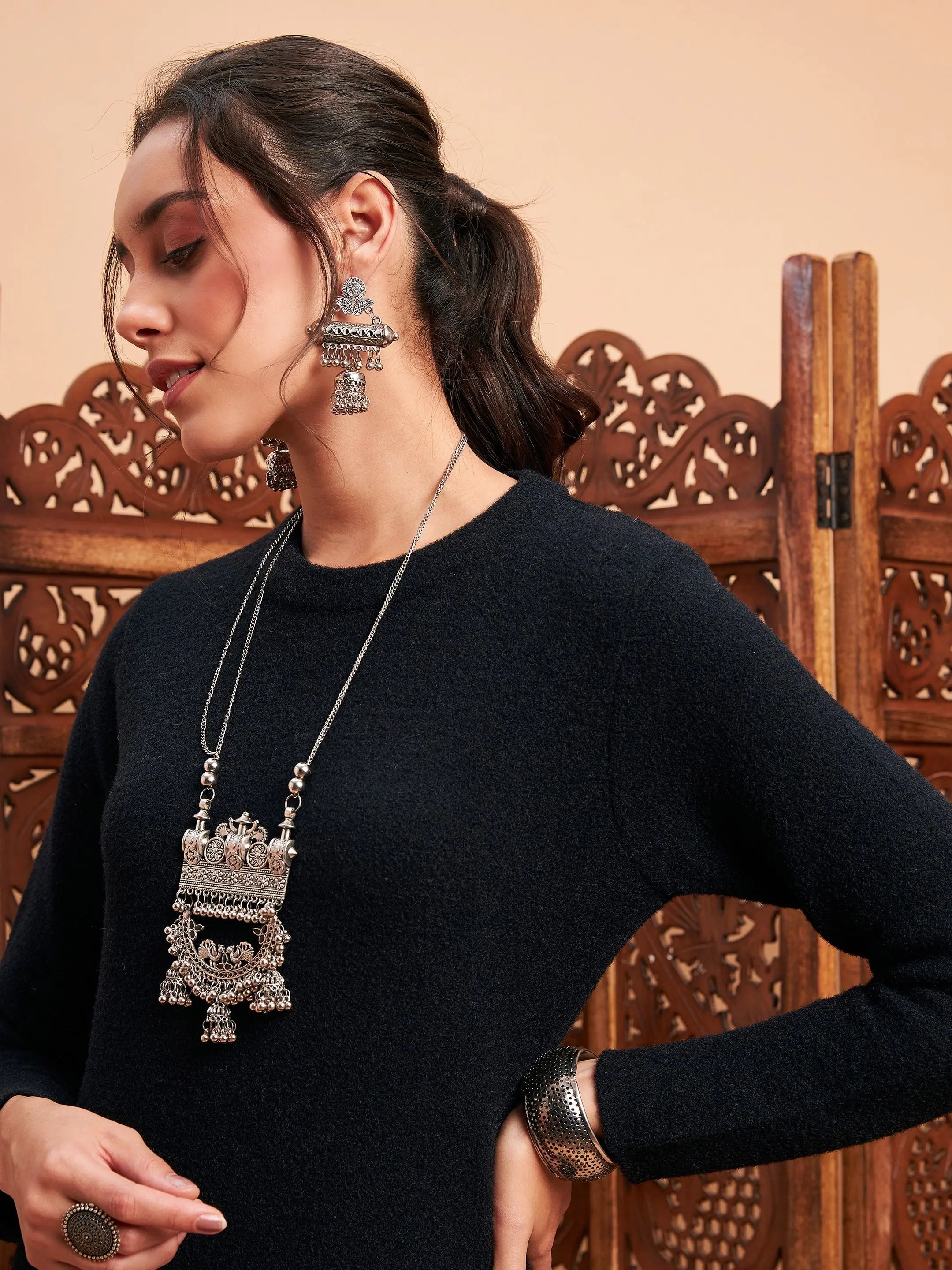 Black Solid Nylon Indian Kurta for Ladies | Modern Kurtas