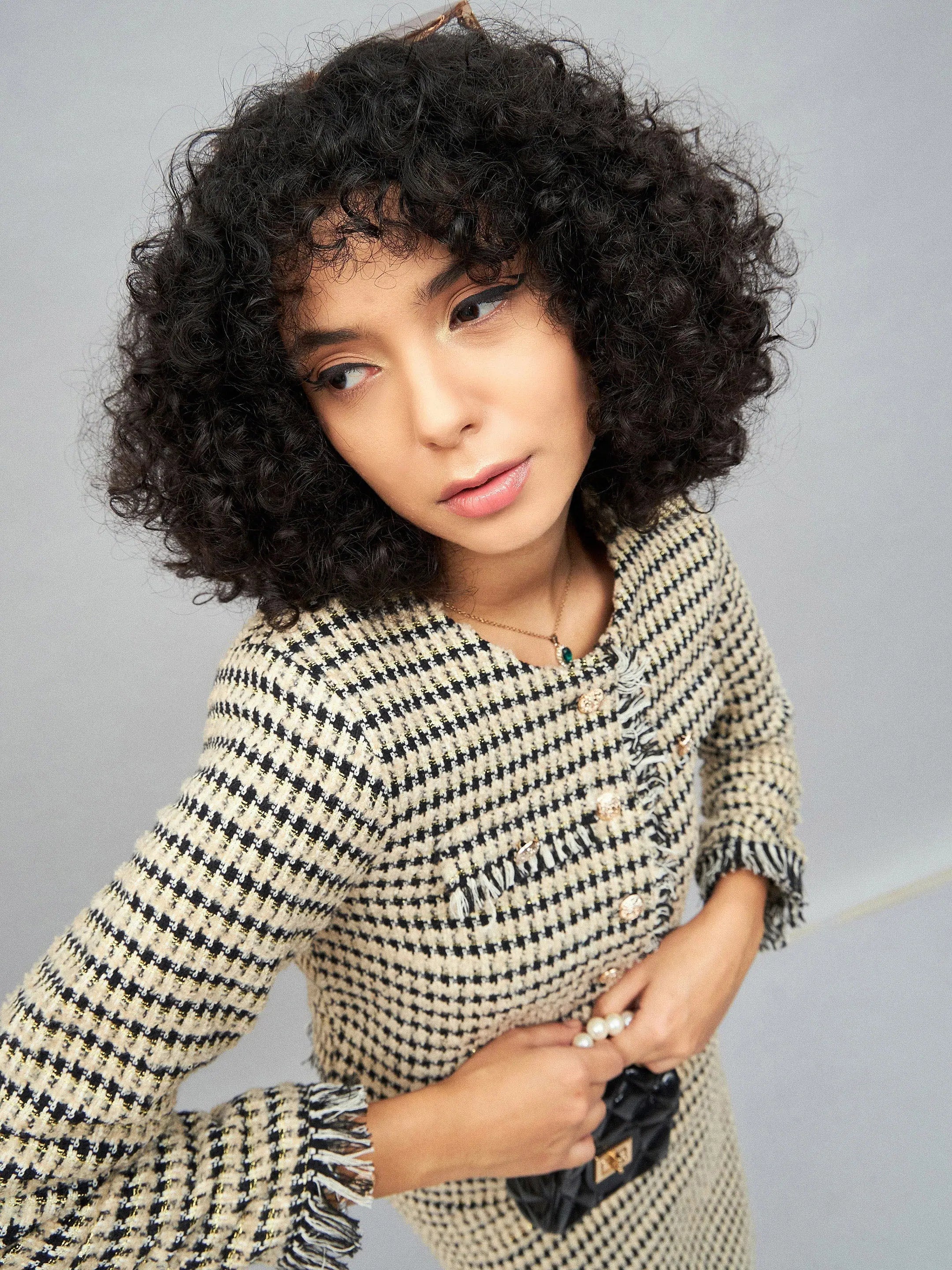 Off-White Fringe Tweed Top - Women's Western Wear Style