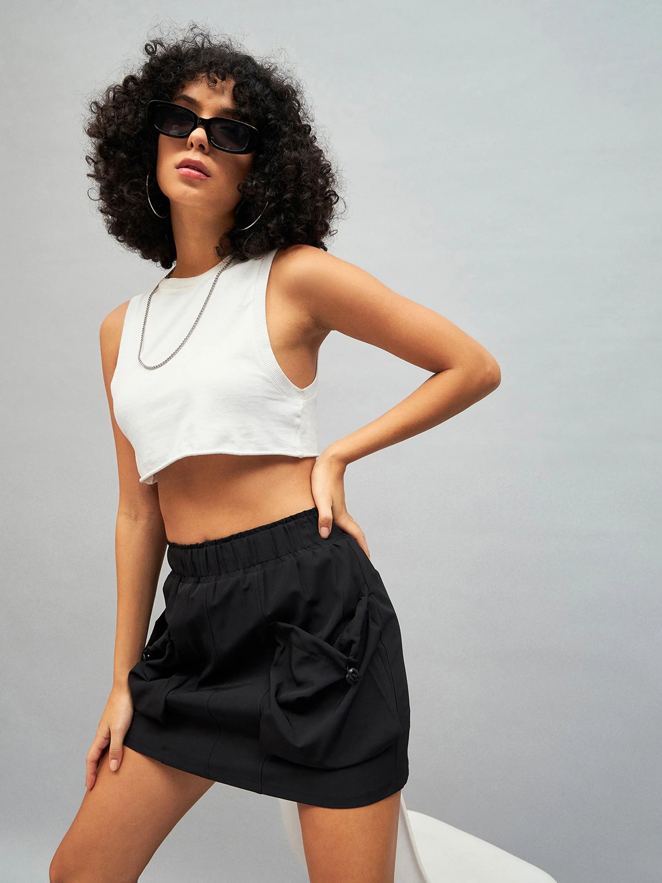 Black Front Pouch Mini Skirt | Women's Skirts & Shorts