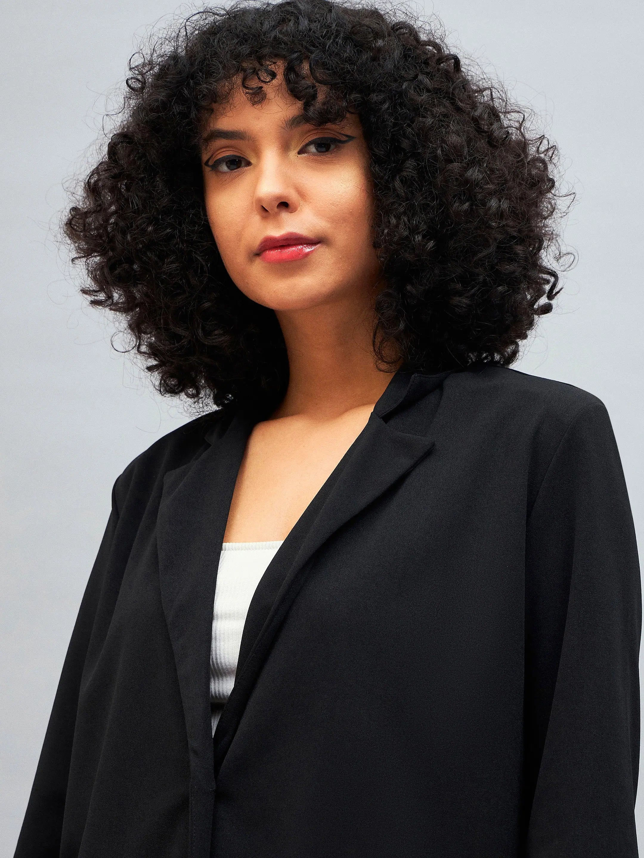 Black Notch Collar Blazer | Women's Western Wear Outfit