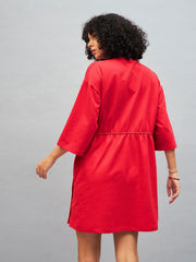 Women Red Knitted Hope T-Shirt Dress