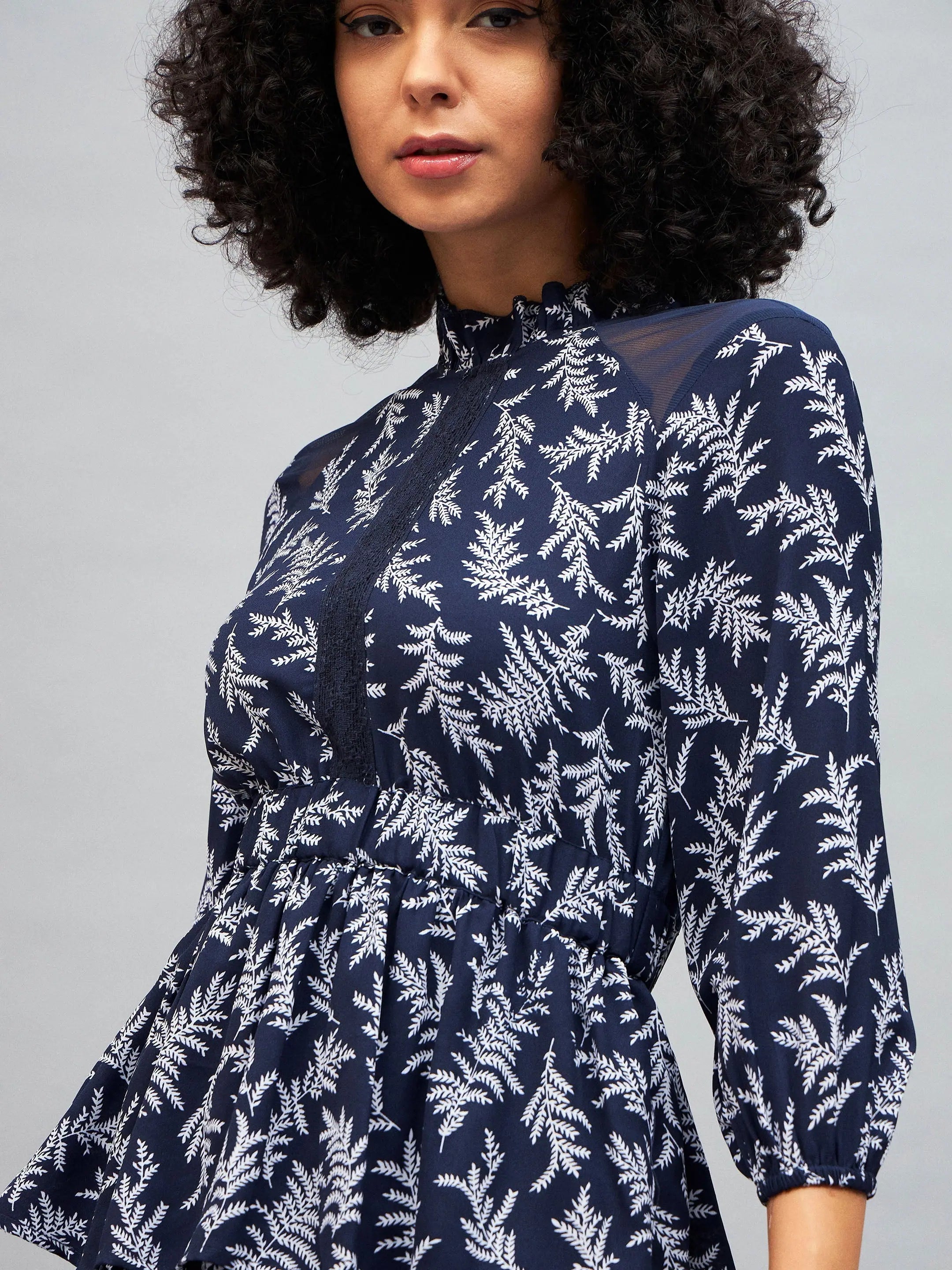 Blue Floral Tiered Midi Dress | Party Wear Lehenga Online