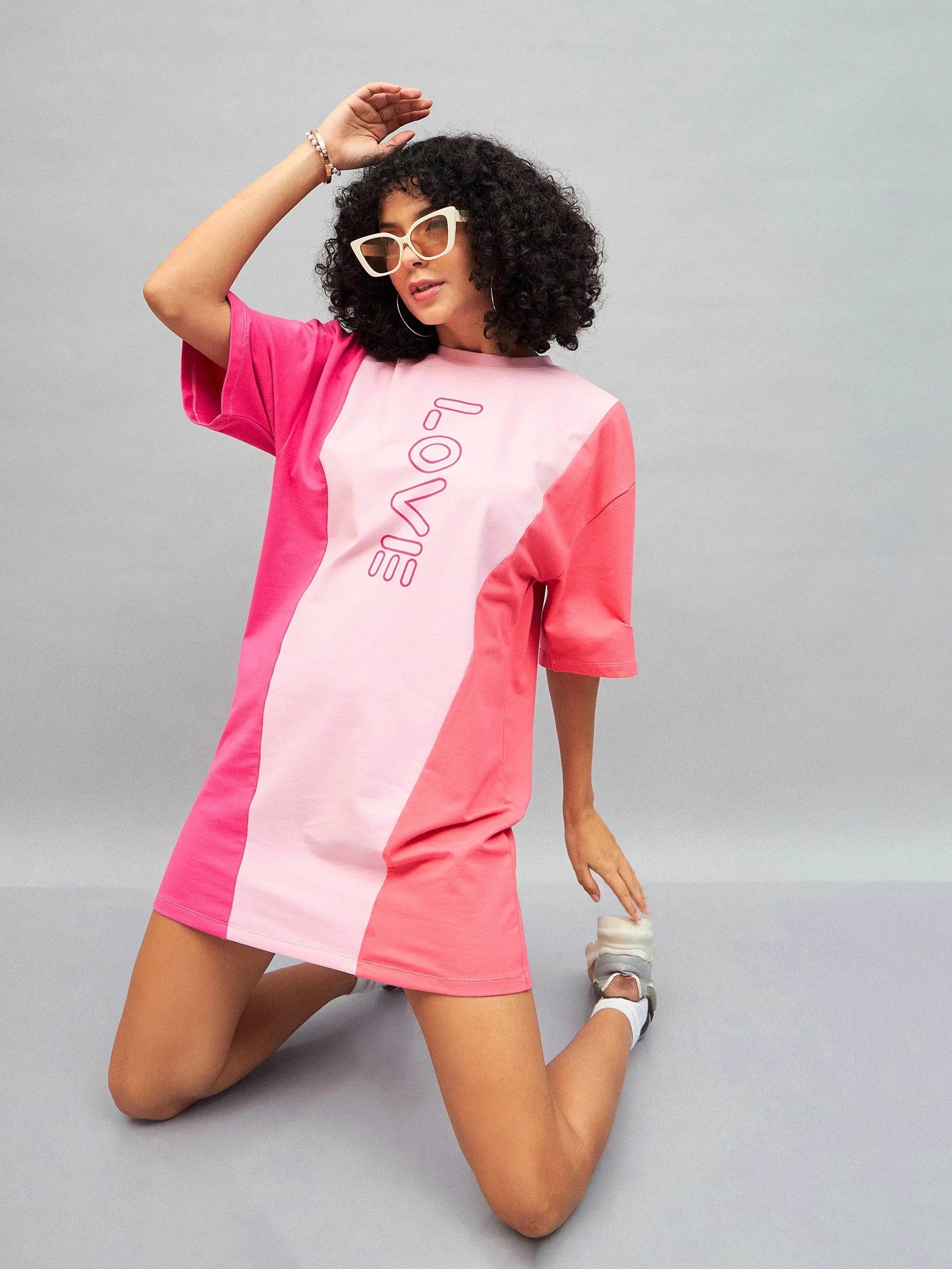 Pink Love Colorblock T-Shirt Dress | Women's Western Wear