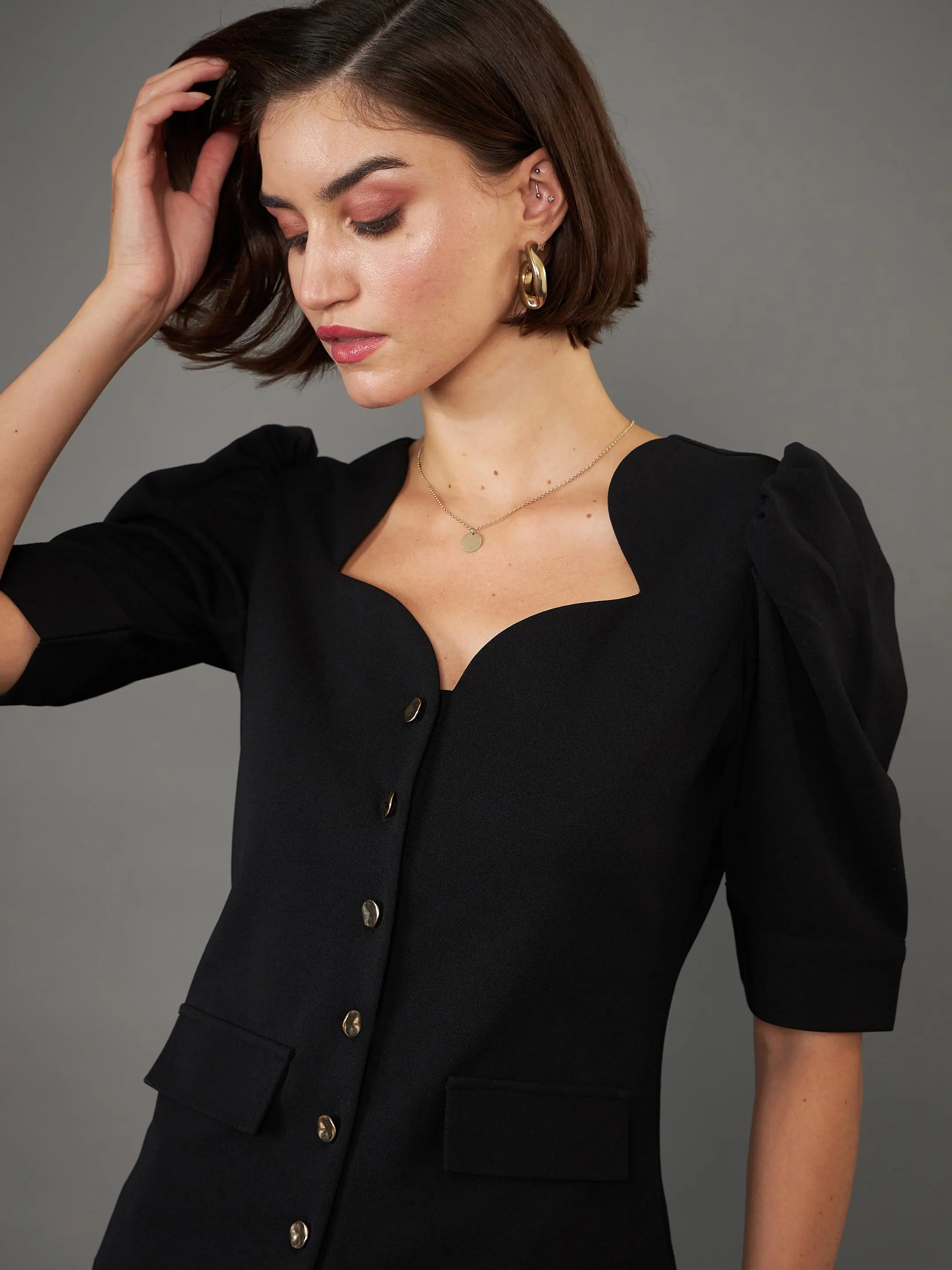 Black Puff Sleeve Top - Trendy Women's Western Clothing