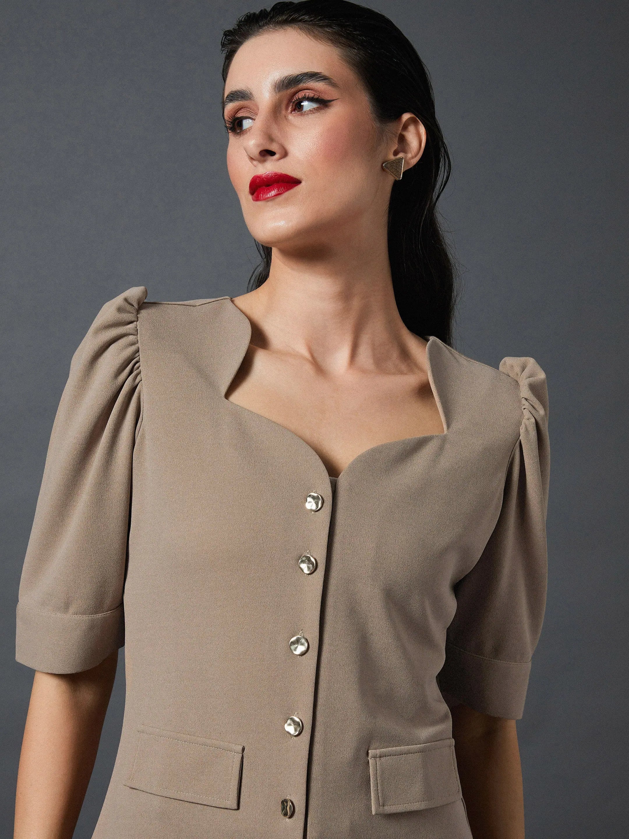 Brown Puff Sleeve Top - Women's Western Clothing Online