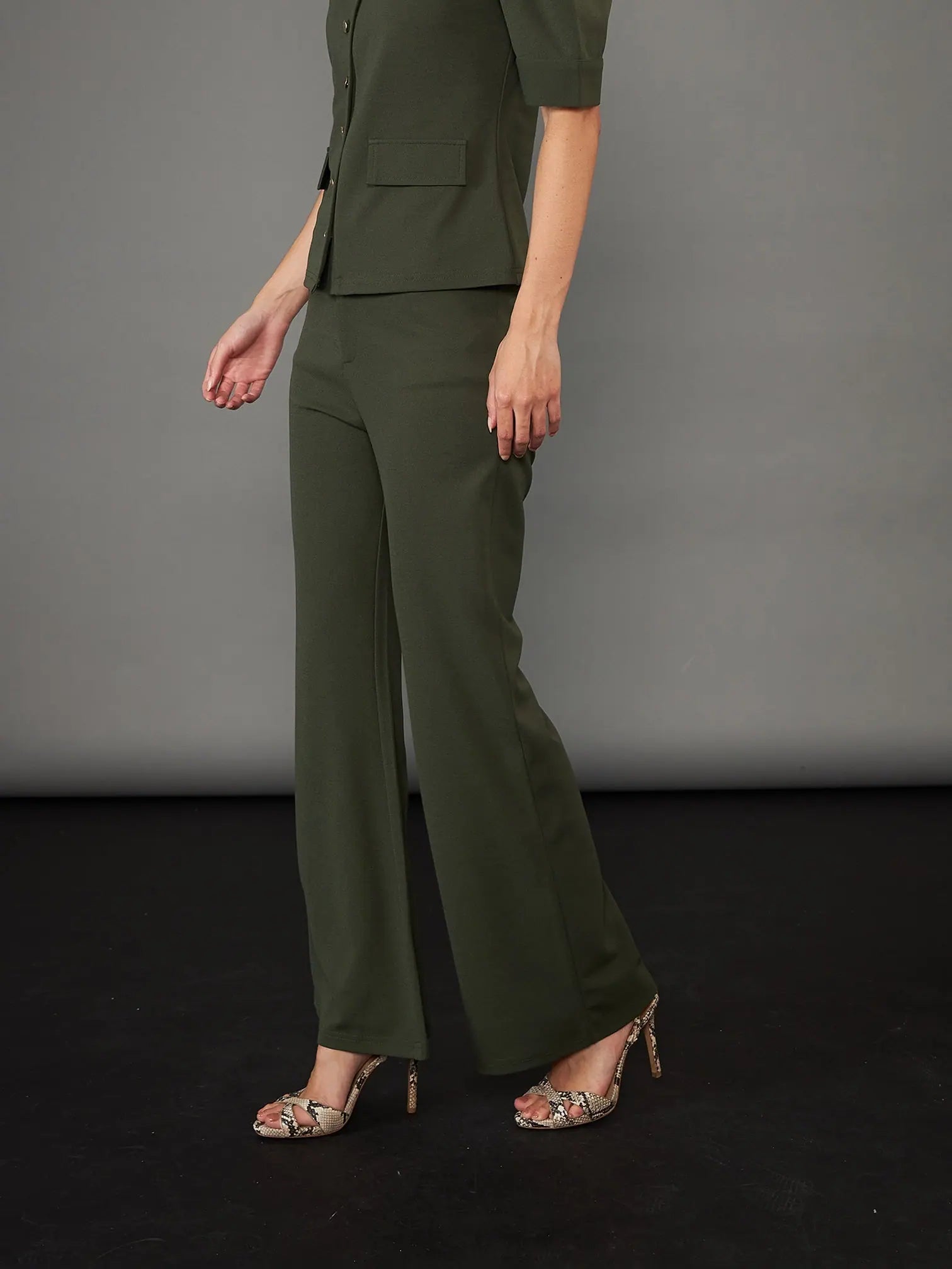 Olive Knitted Bell Bottoms - Women's Western Wear