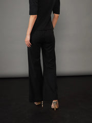 Women Black Knitted Bell Bottom Pants