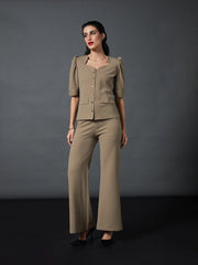 Women Brown Knitted Bell Bottom Pants