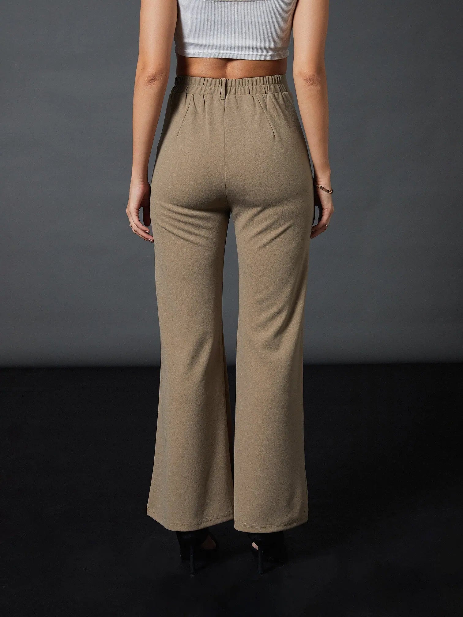 Brown Knitted Bell Bottom Pants - Women's Western Clothing