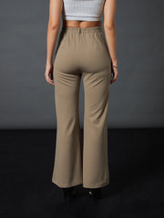 Women Brown Knitted Bell Bottom Pants