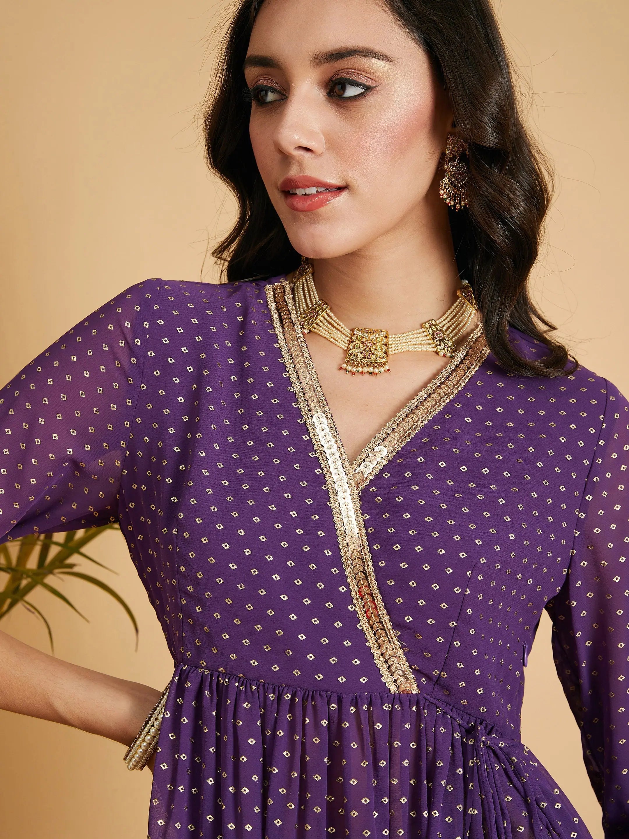 Purple Dot Wrap Top | Women's Western Clothing