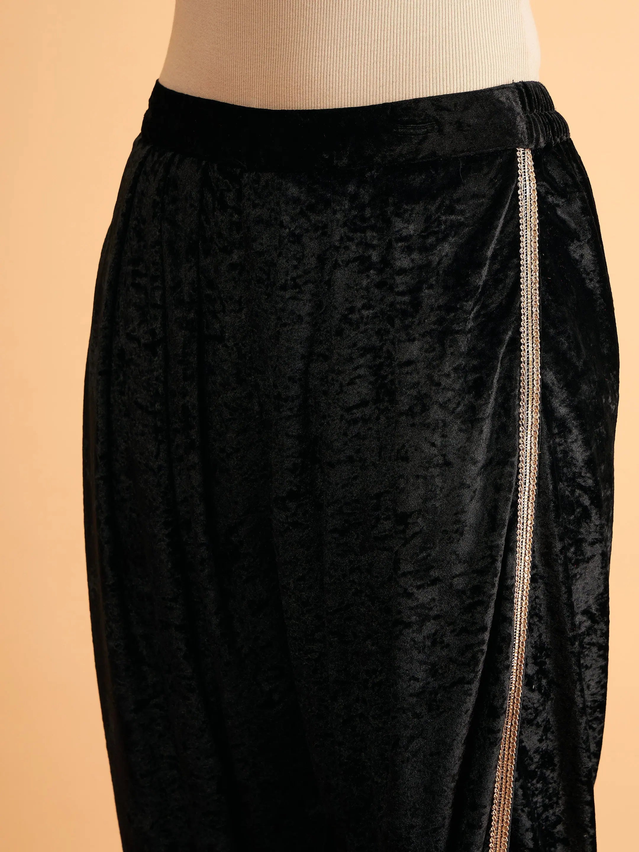 Black Velvet Dhoti Kurta Set | Designer Dhoti Suits for Women
