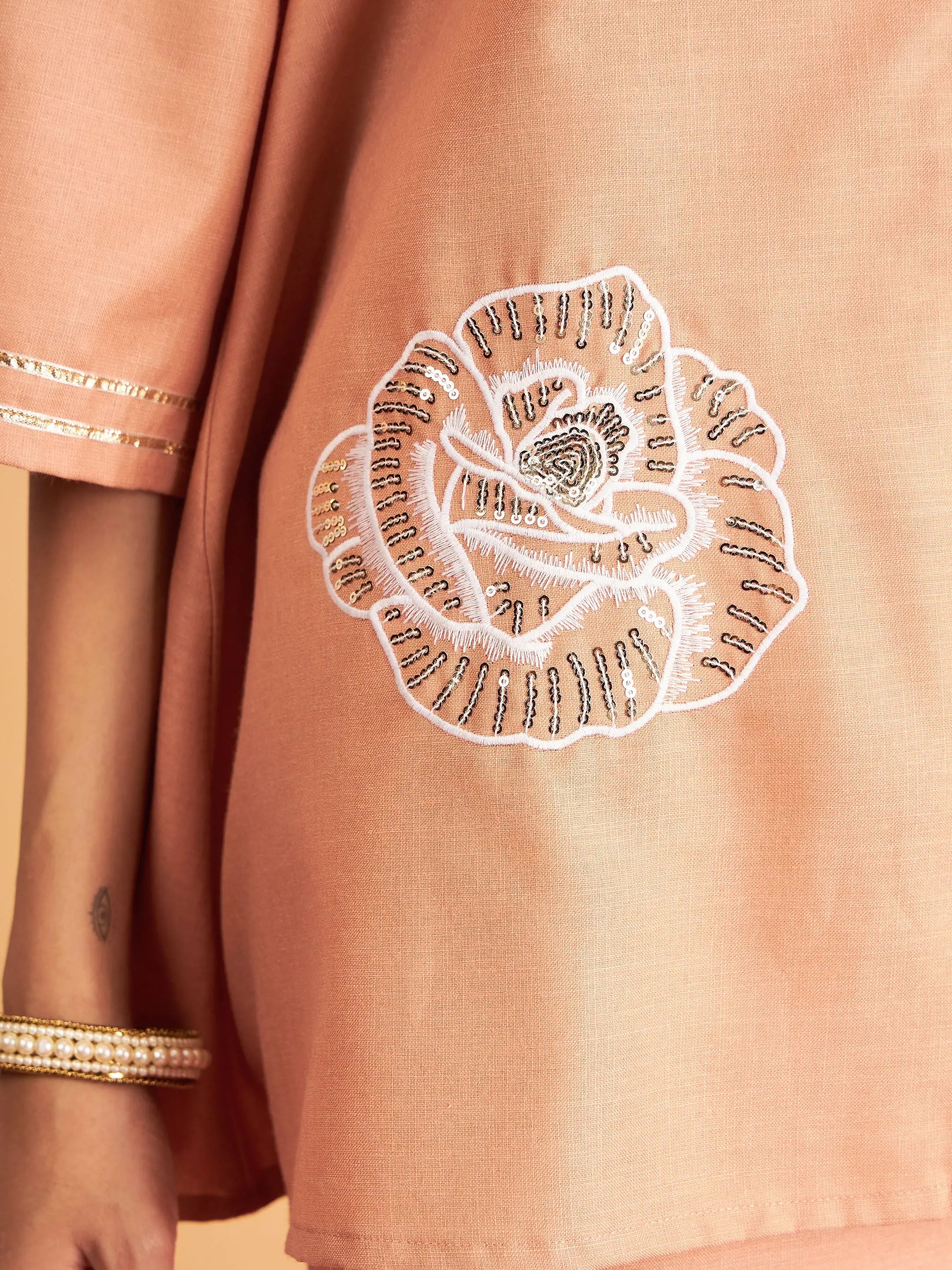 Brown Embroidered Collar Shirt With Pants | Women's Lehenga