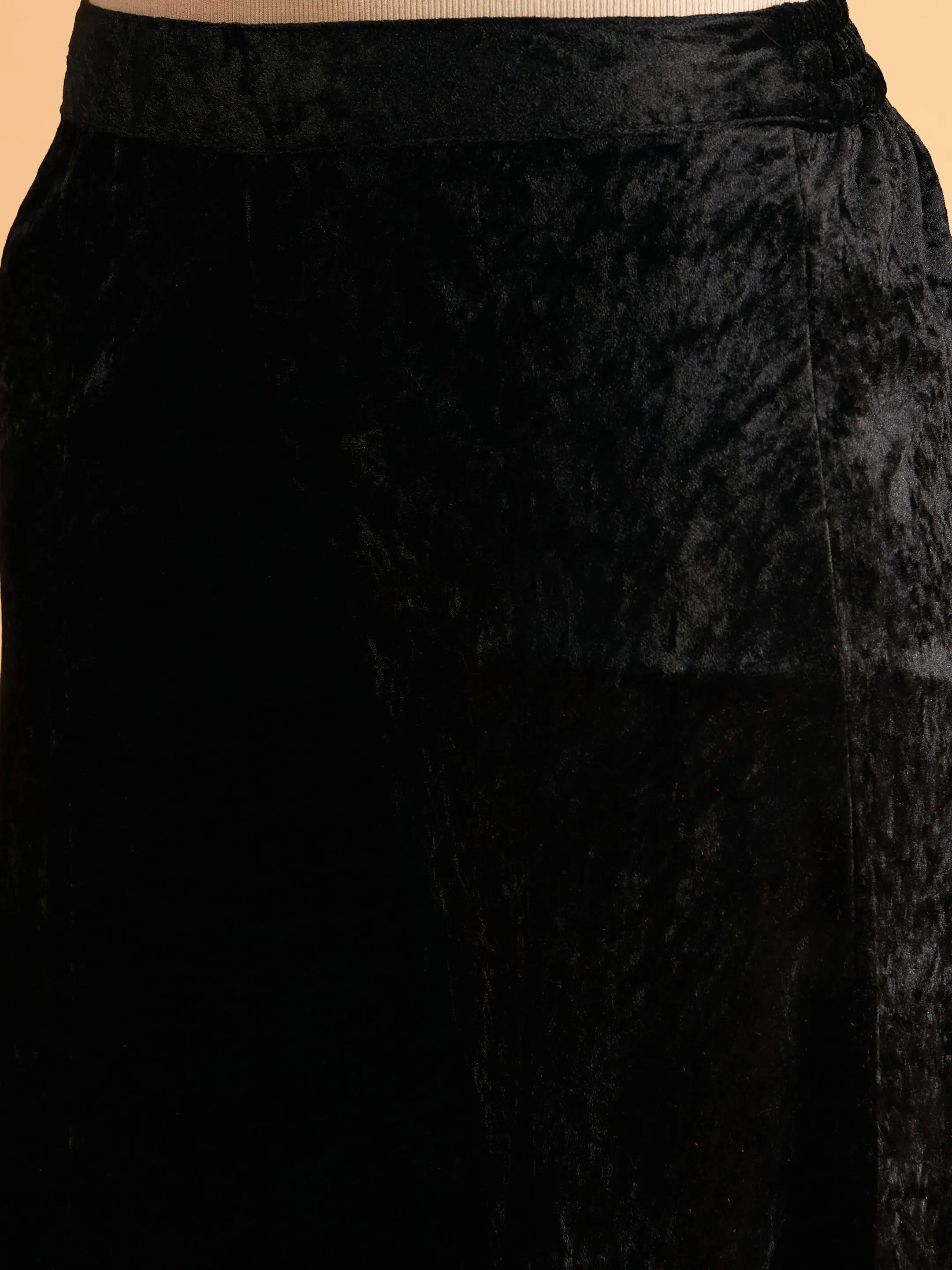 Black Velvet Palazzo Pants - Women's Western Wear Outfits