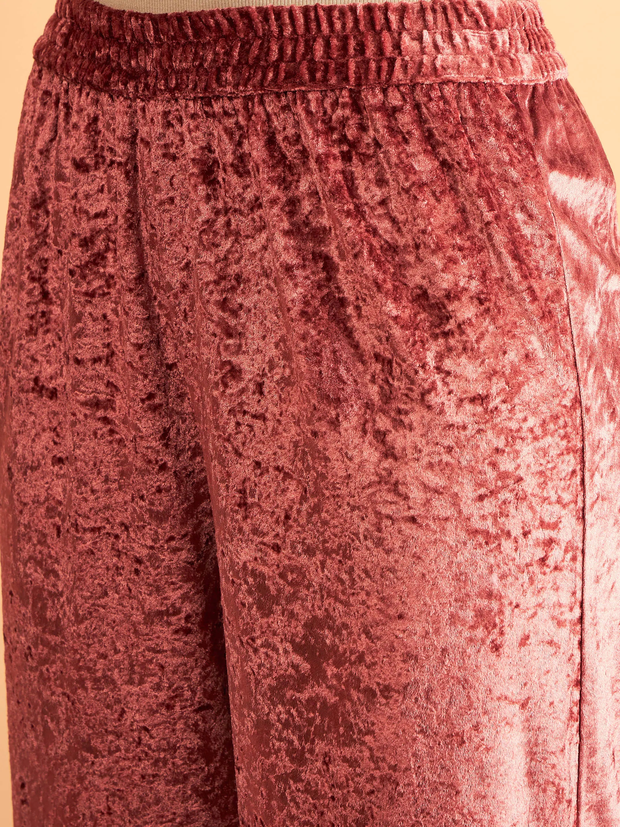 Pink Velvet Straight Pants - Women's Western Clothing Online