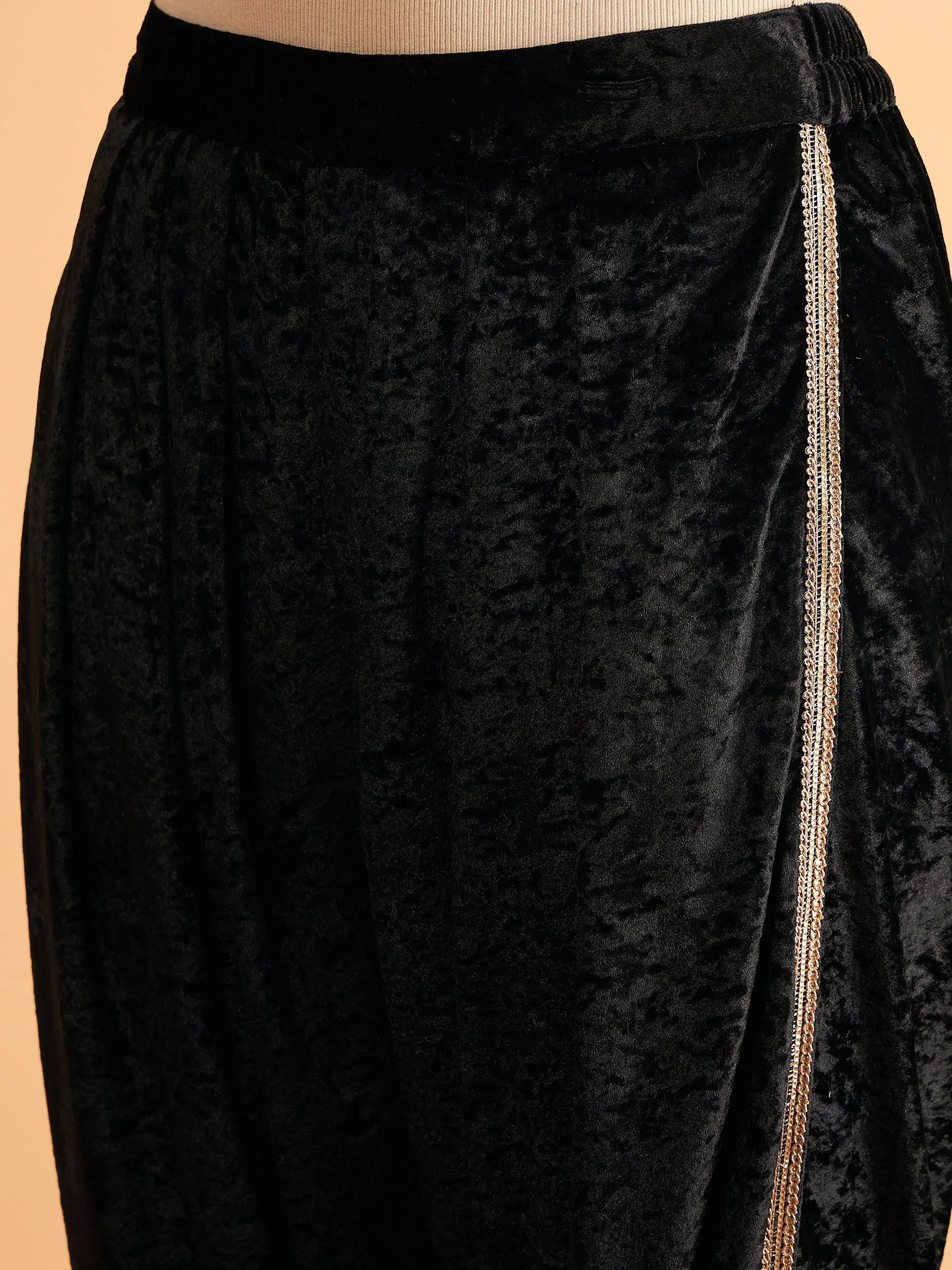 Black Velvet Dhoti Pants - Women's Western Wear Outfits