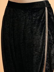 Women Black Velvet Dhoti Pants