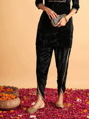 Women Black Velvet Dhoti Pants