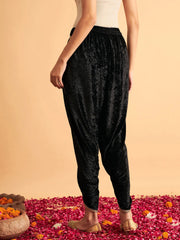 Women Black Velvet Dhoti Pants