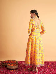 Women Yellow Floral Anarkali Maxi Dress-SHDRS11641XS