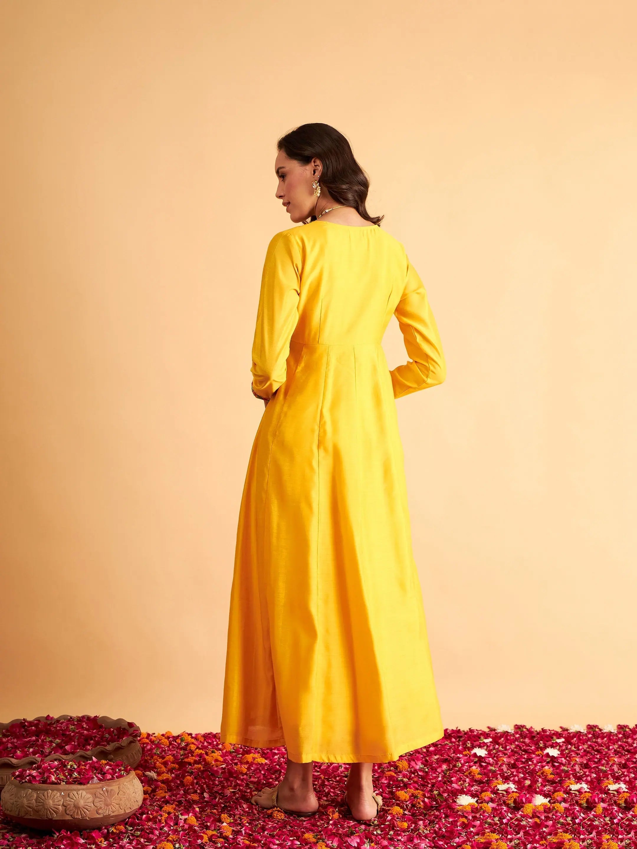 Yellow Anarkali Maxi Dress | Women's Lehenga Inspired Style