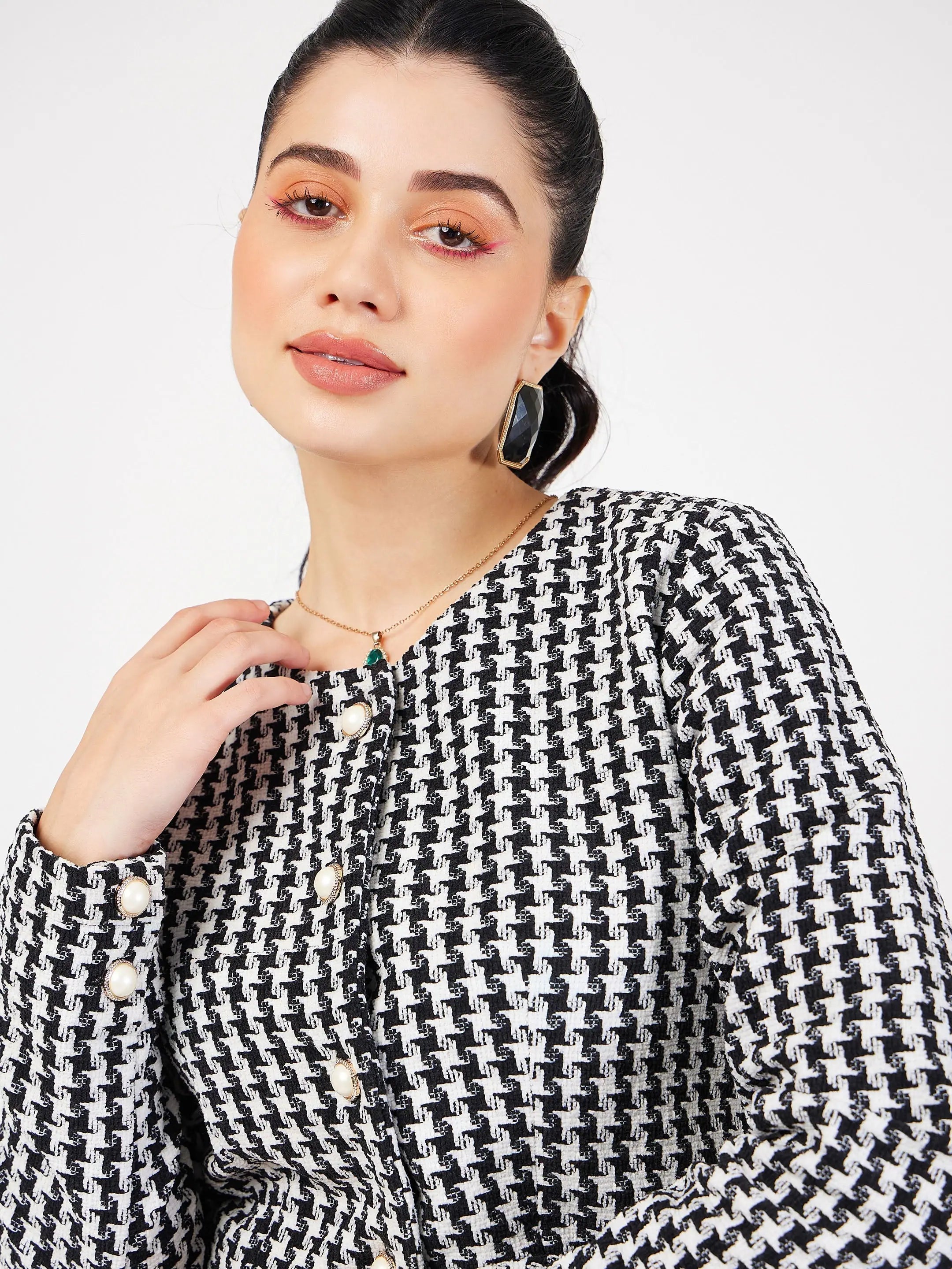 Tweed Jacquard Top - Women's Western Clothing | Geo Pattern