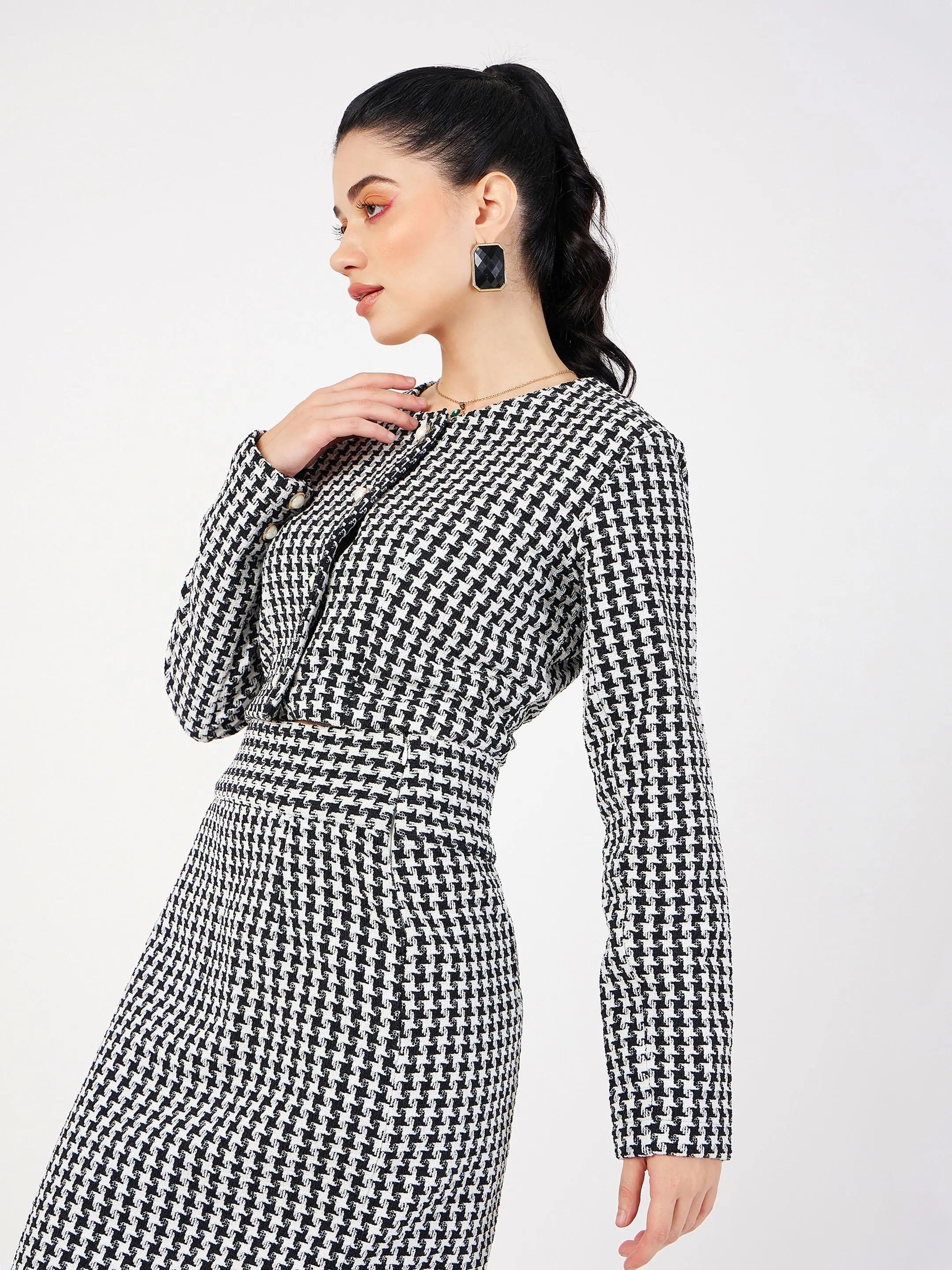 Tweed Jacquard Top - Women's Western Clothing | Geo Pattern