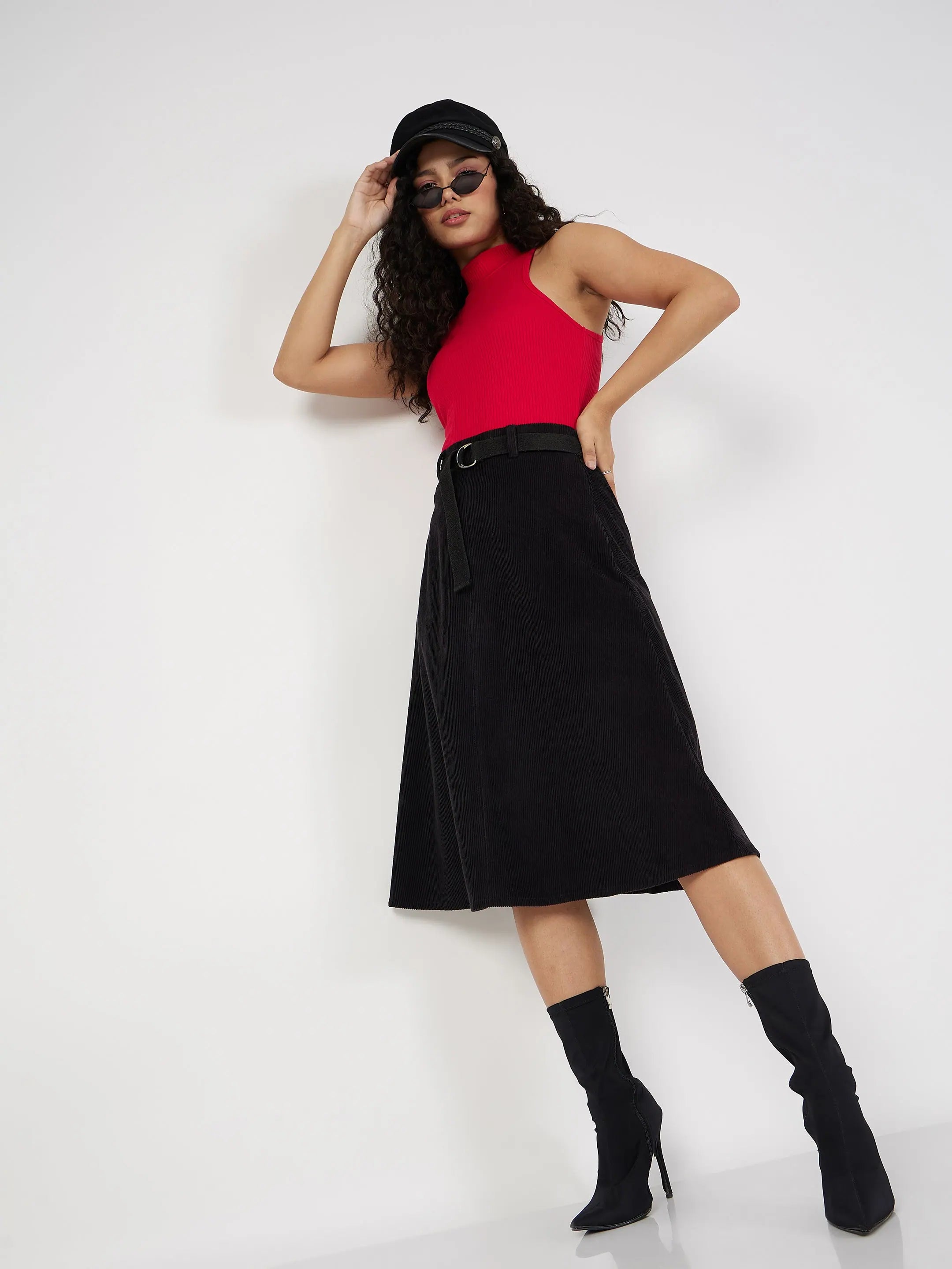 Black Corduroy A-Line Skirt - Women's Western Wear Online