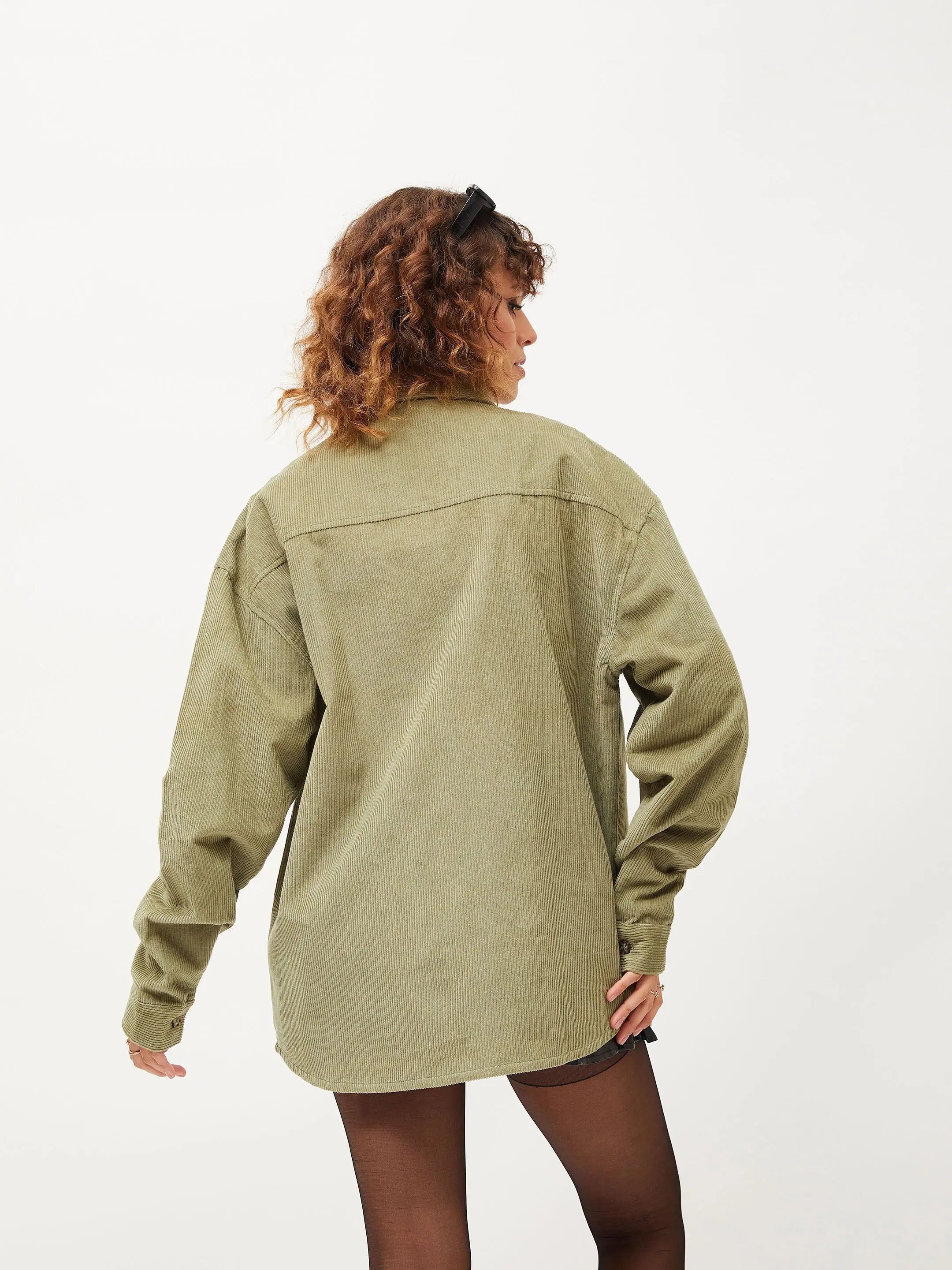 Olive Corduroy Oversized Shirt | Women's Blouses