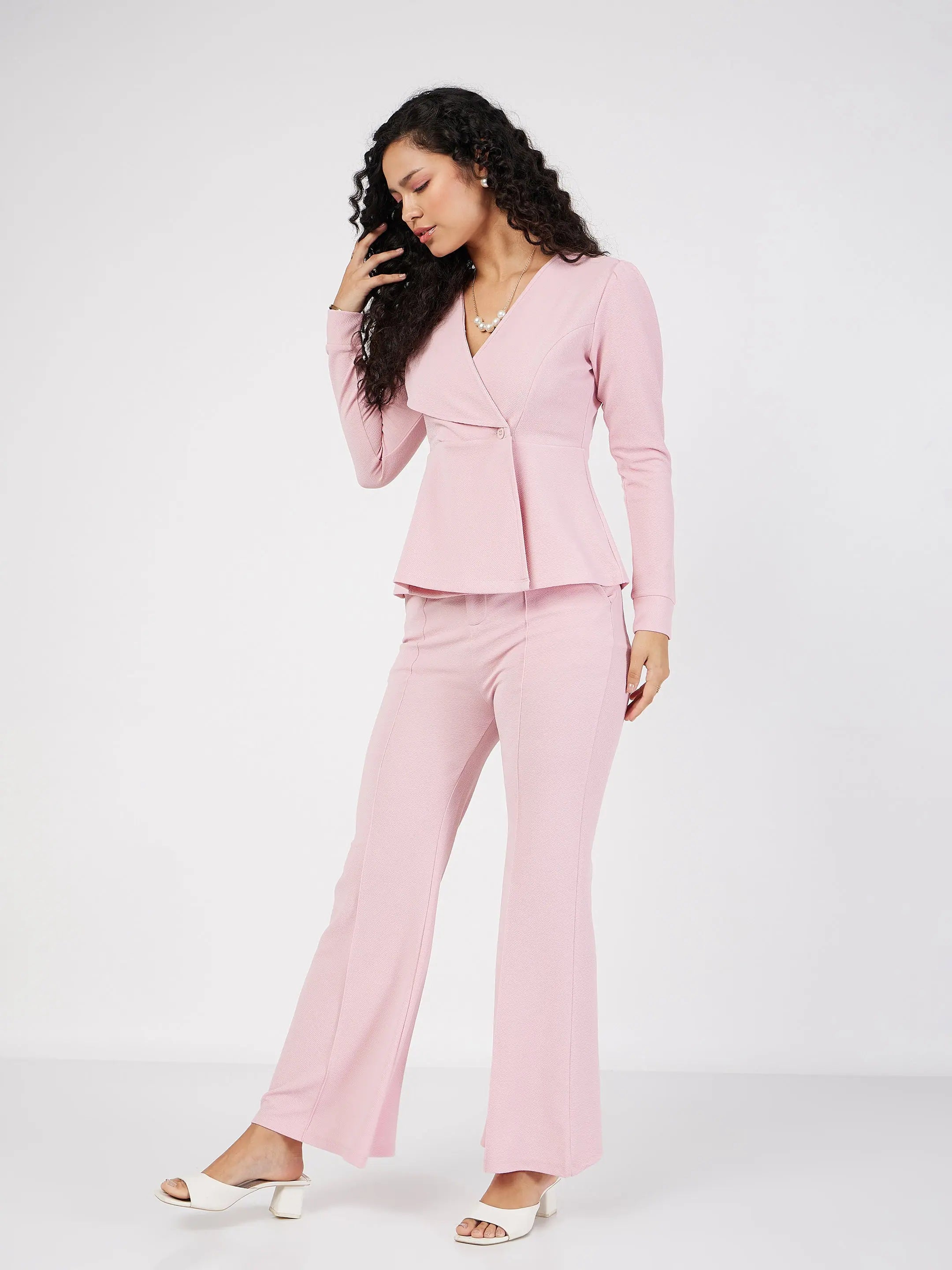 Pink Peplum Top & Bellbottoms | Women's Western Outfits